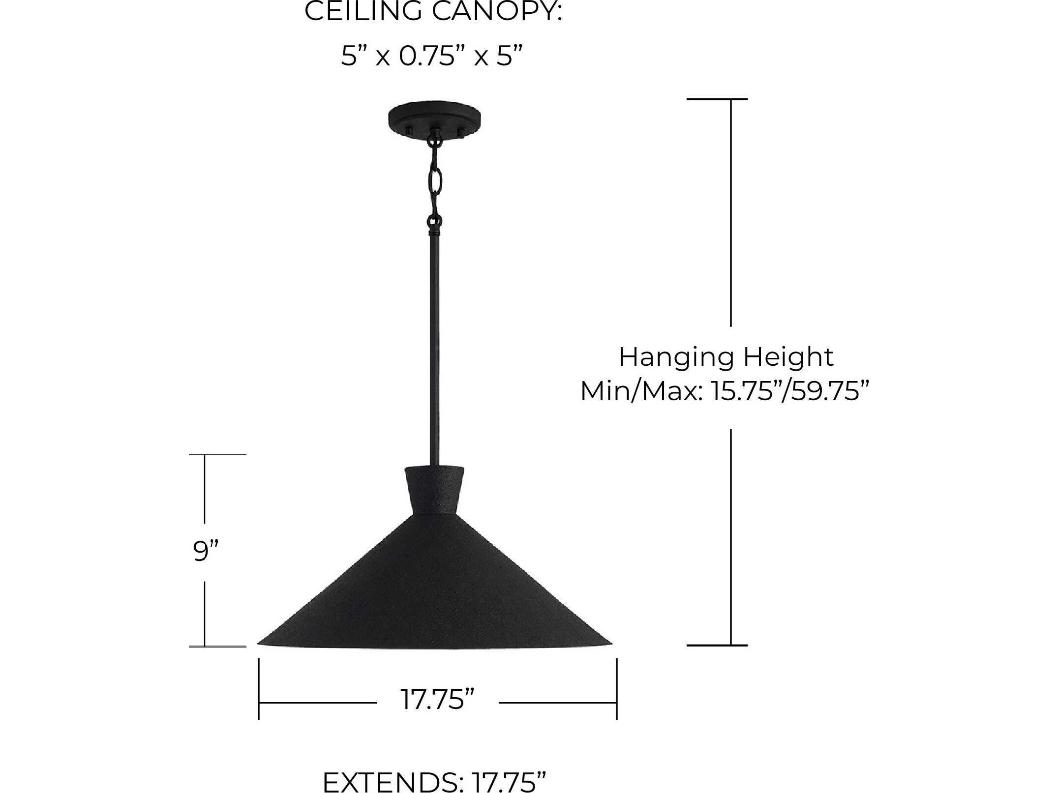 Capital Lighting Paloma 1-Light Textured Black Pendant