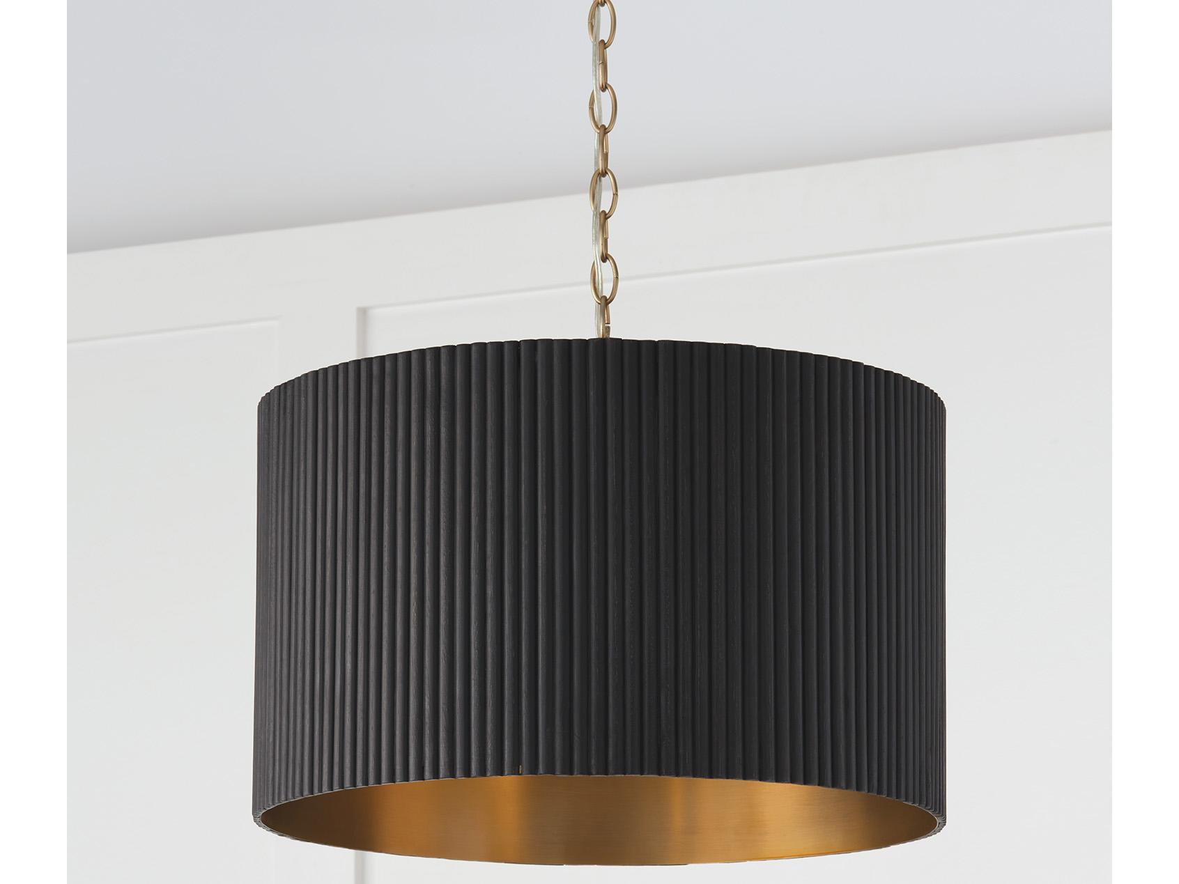 Capital Lighting Donovan 3-Light Black Stain And Matte Brass Drum Pendant