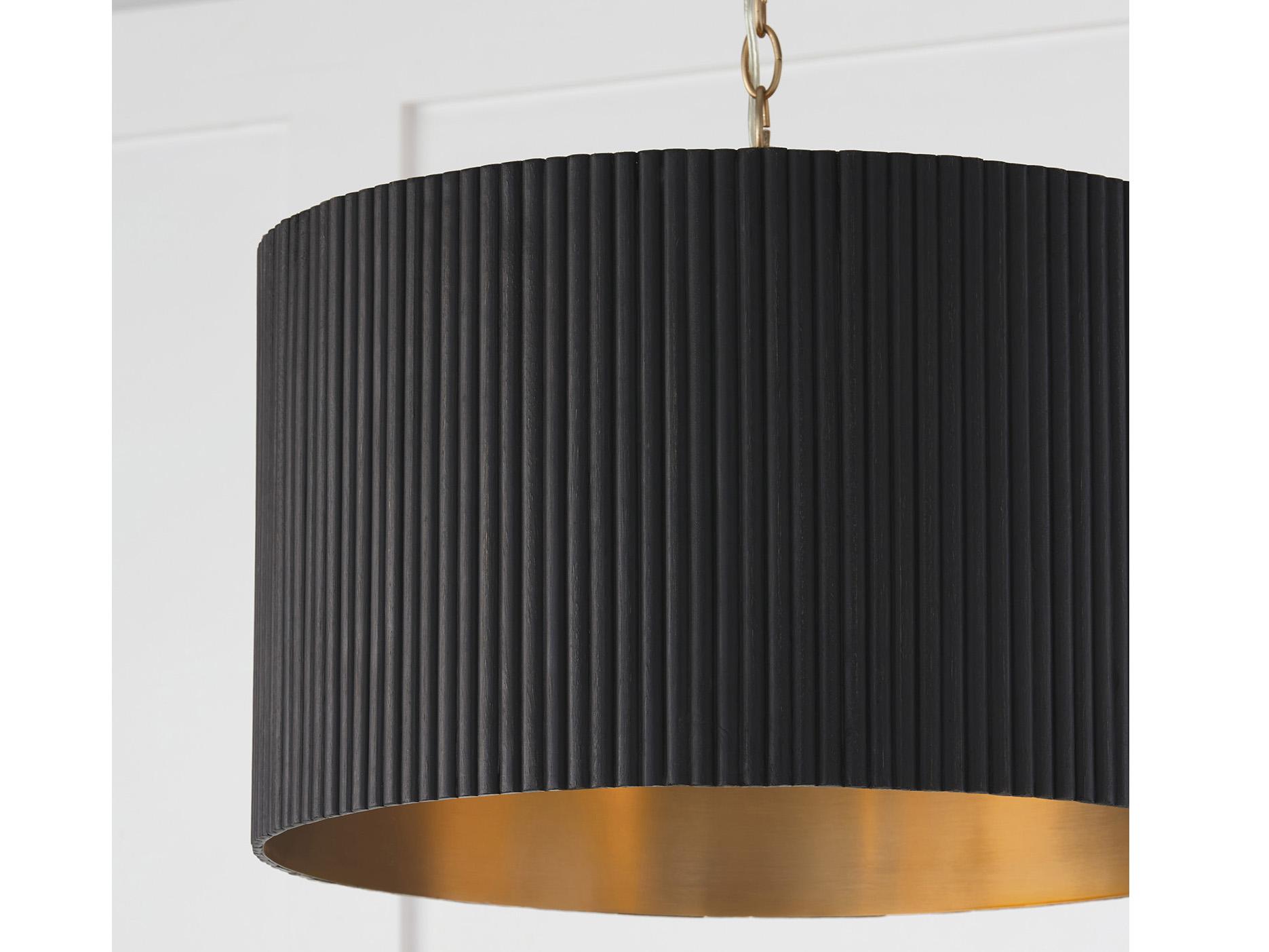 Capital Lighting Donovan 3-Light Black Stain And Matte Brass Drum Pendant