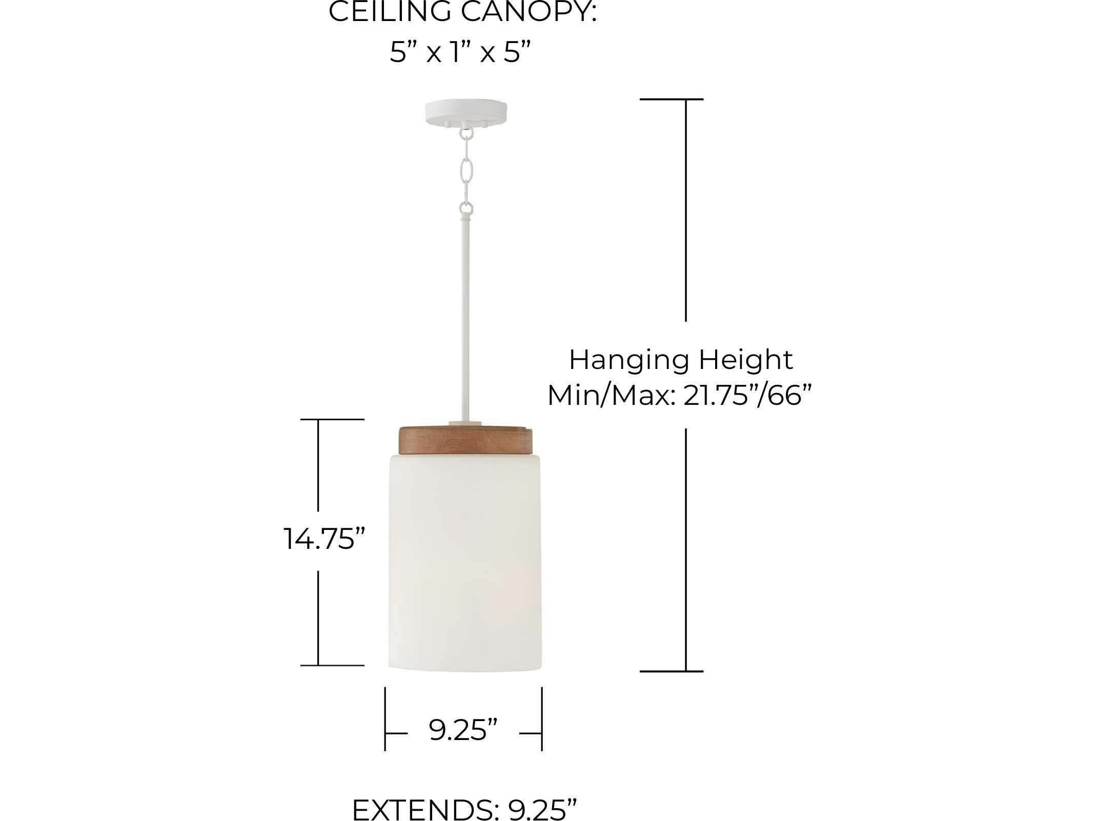 Capital Lighting Liam 1-Light Light Wood And White Drum Mini Pendant