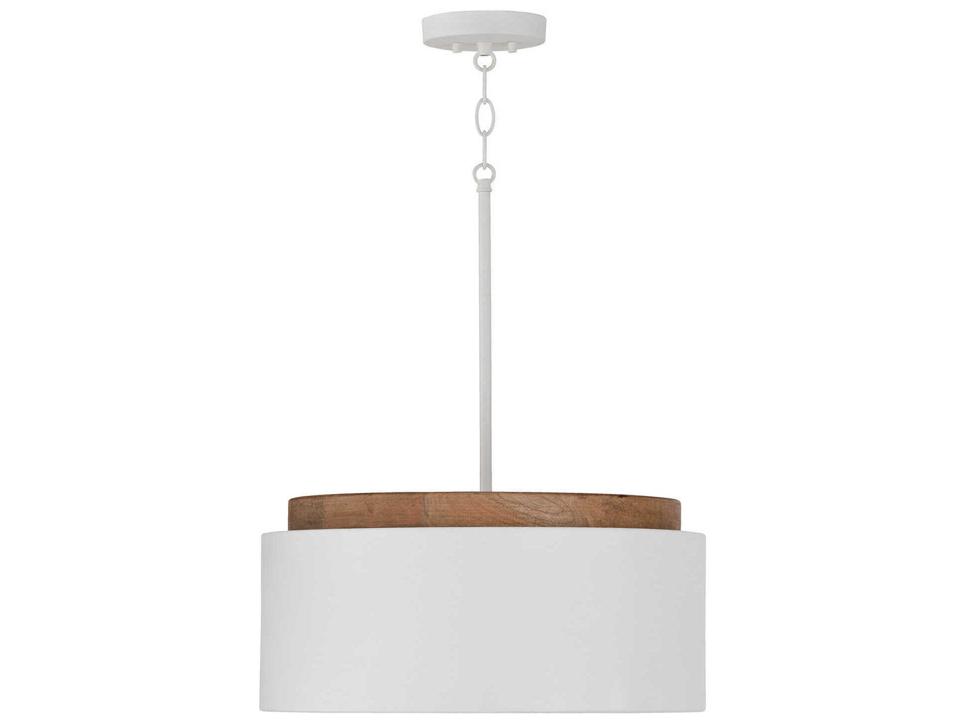Capital Lighting Liam 1-Light Light Wood And White Drum Pendant