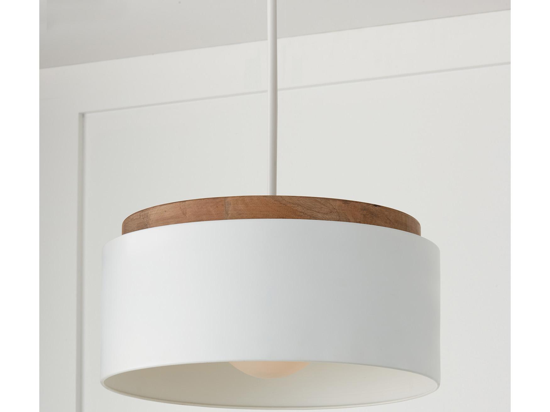 Capital Lighting Liam 1-Light Light Wood And White Drum Pendant