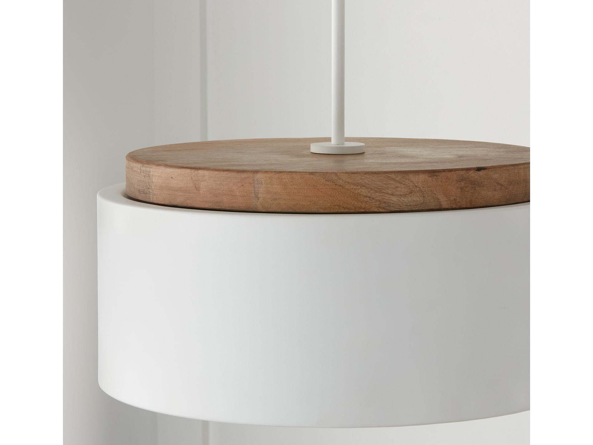 Capital Lighting Liam 1-Light Light Wood And White Drum Pendant