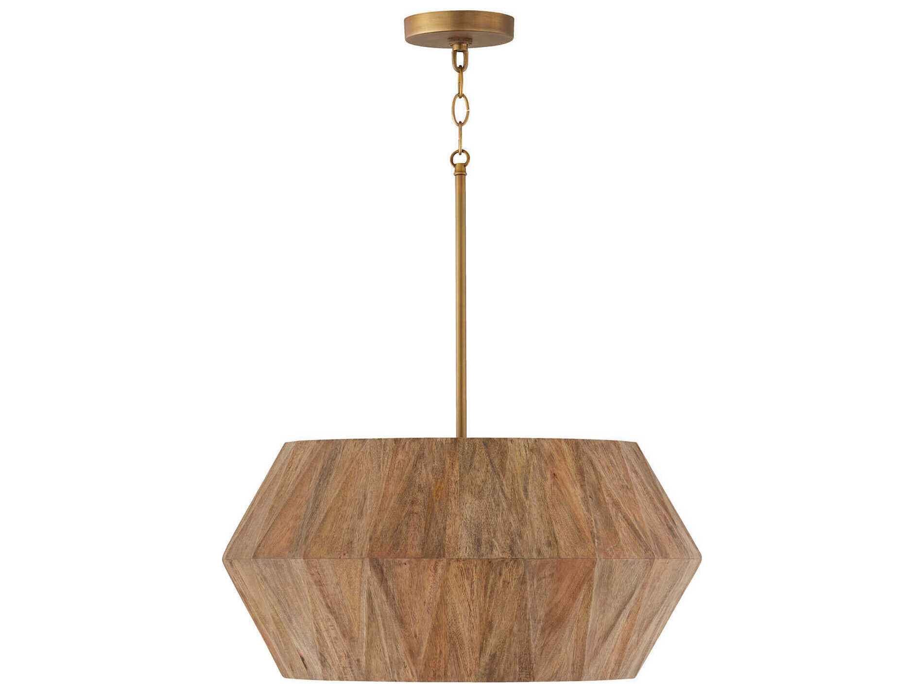 Capital Lighting Nadeau 4-Light Light Wood And Patinaed Brass Brown Pendant