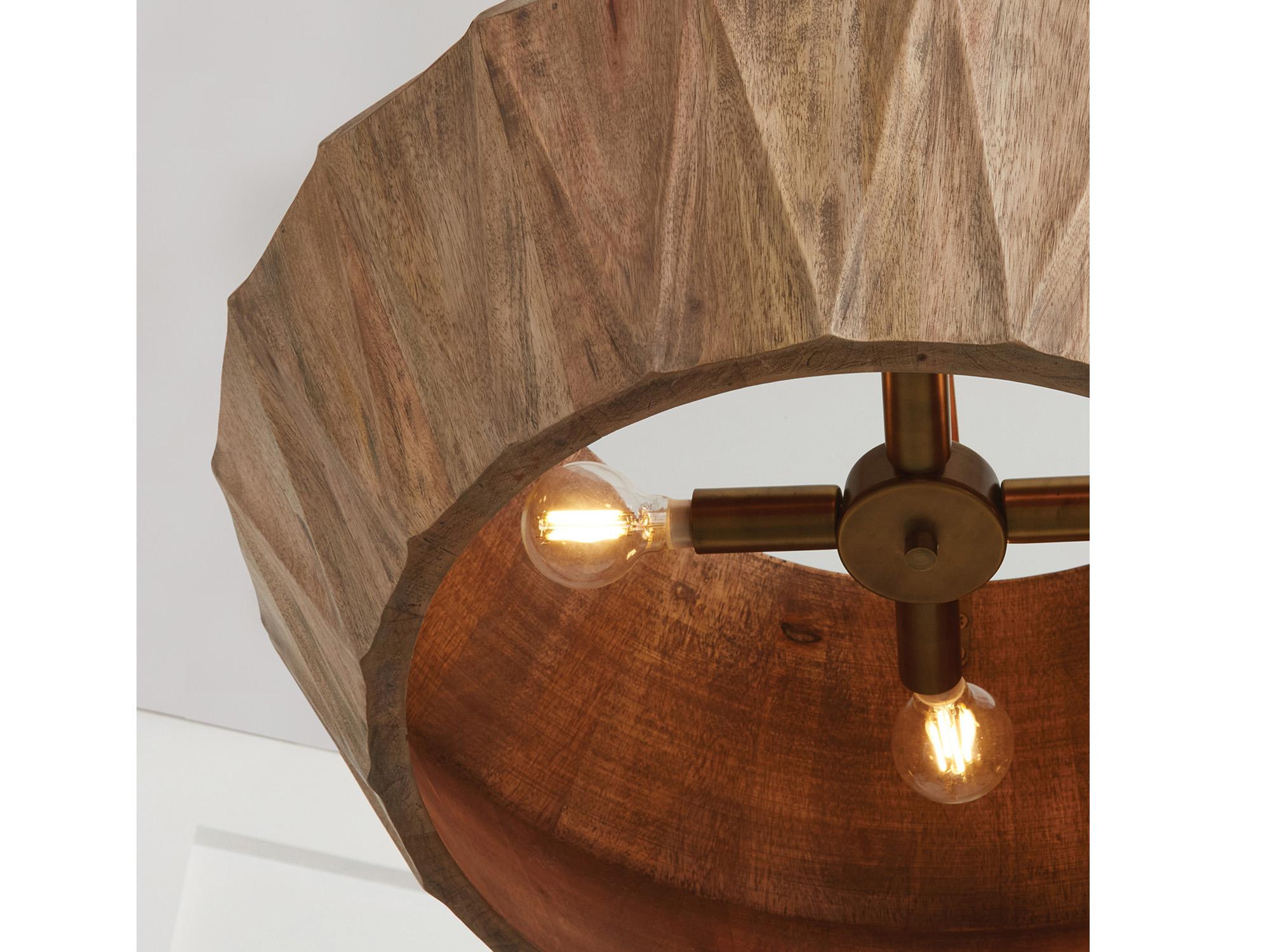 Capital Lighting Nadeau 4-Light Light Wood And Patinaed Brass Brown Pendant