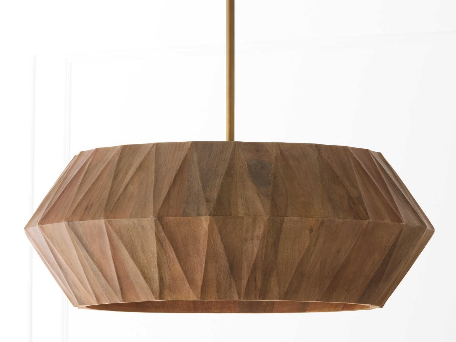 Capital Lighting Nadeau 6-Light Light Wood Patinaed Brass Drum Geometric Pendant