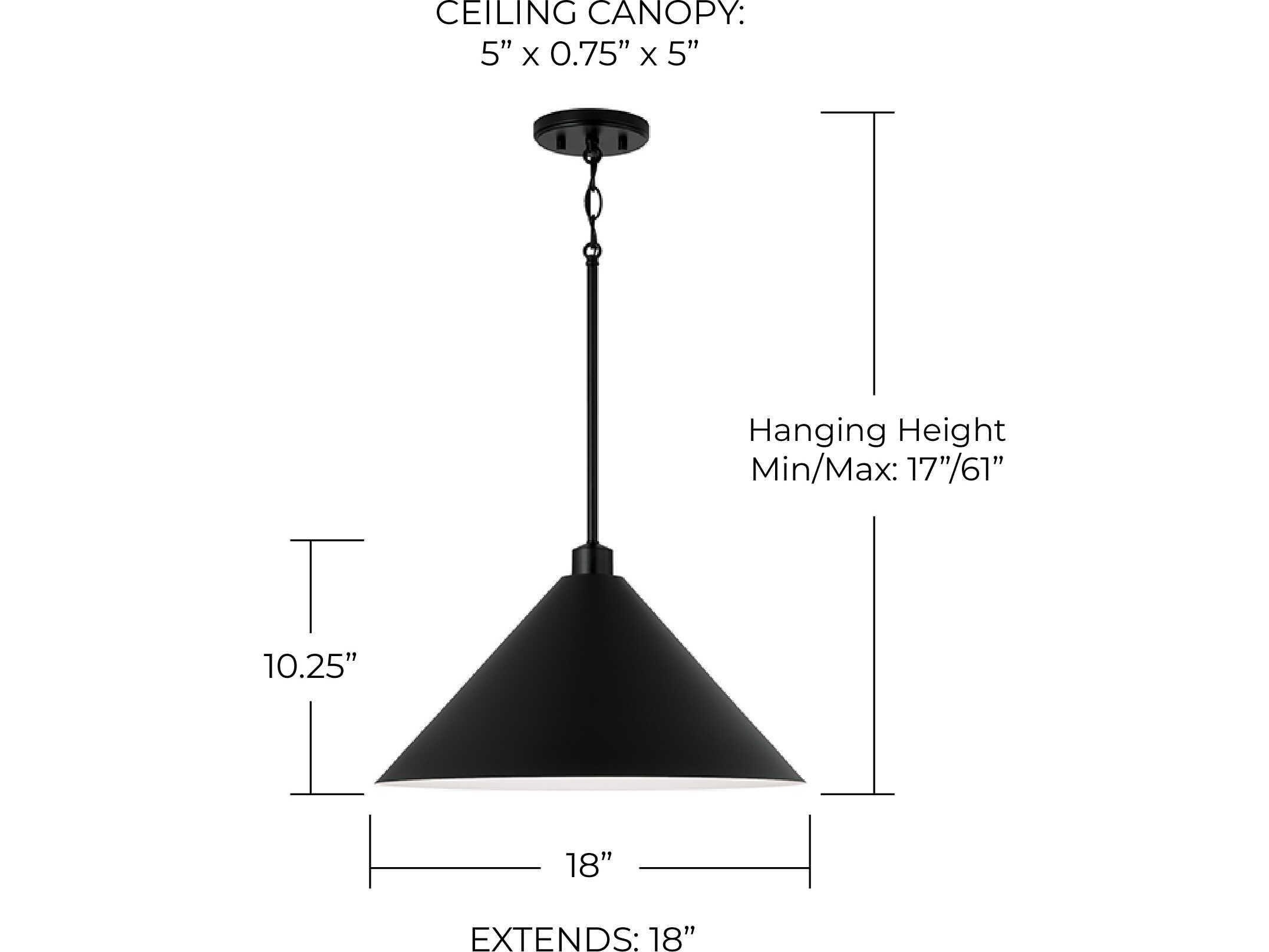Capital Lighting Alden 1-Light Matte Black Pendant