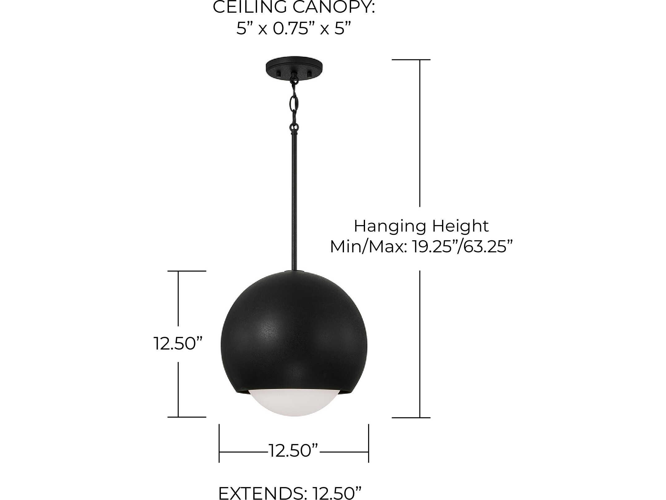 Capital Lighting Dolby 1-Light Black Iron Globe Mini Pendant