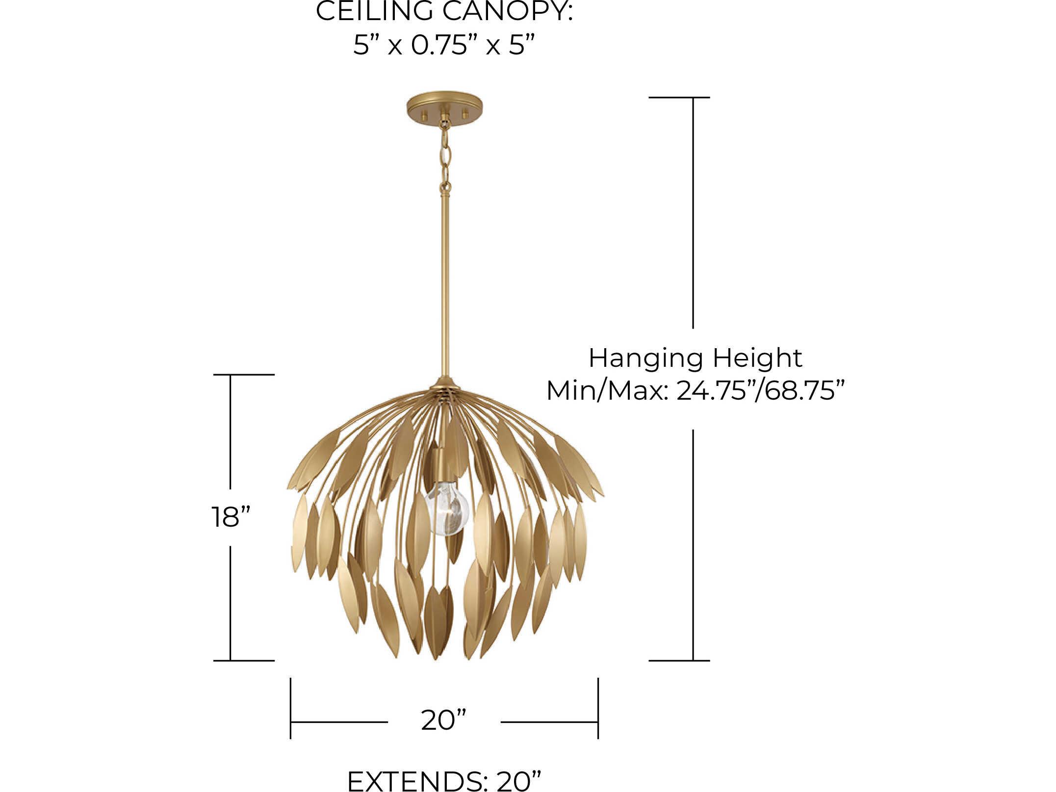 Capital Lighting Margeaux 1-Light Buffed Gold Dome Pendant
