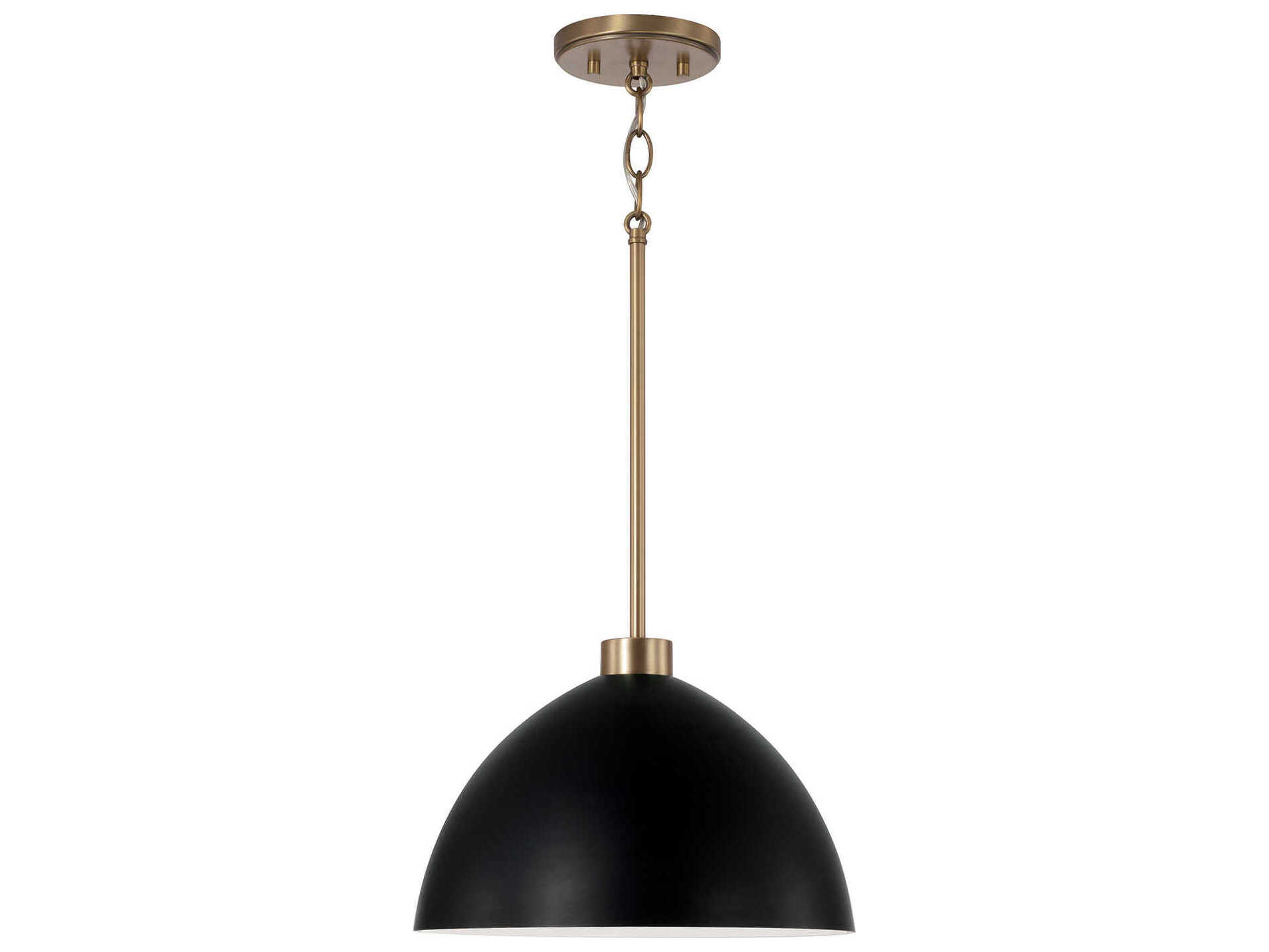 Capital Lighting Ross 1-Light Aged Brass And Black Dome Pendant