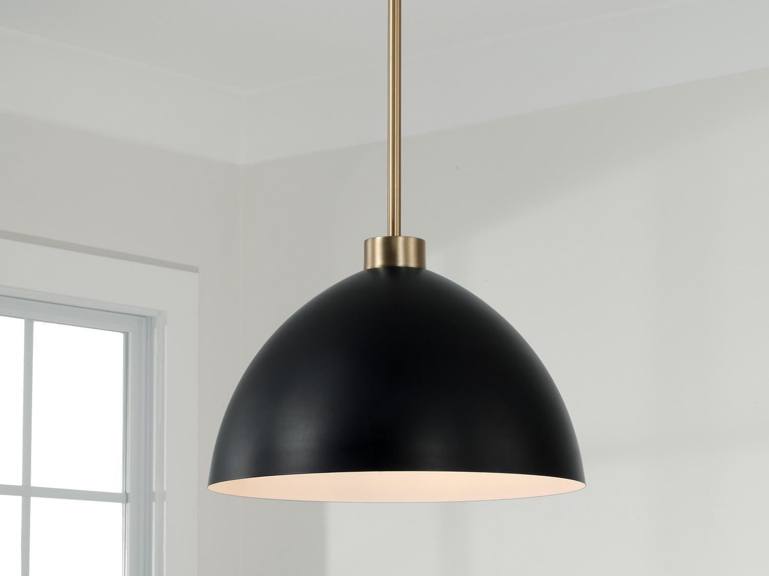 Capital Lighting Ross 1-Light Aged Brass And Black Dome Pendant