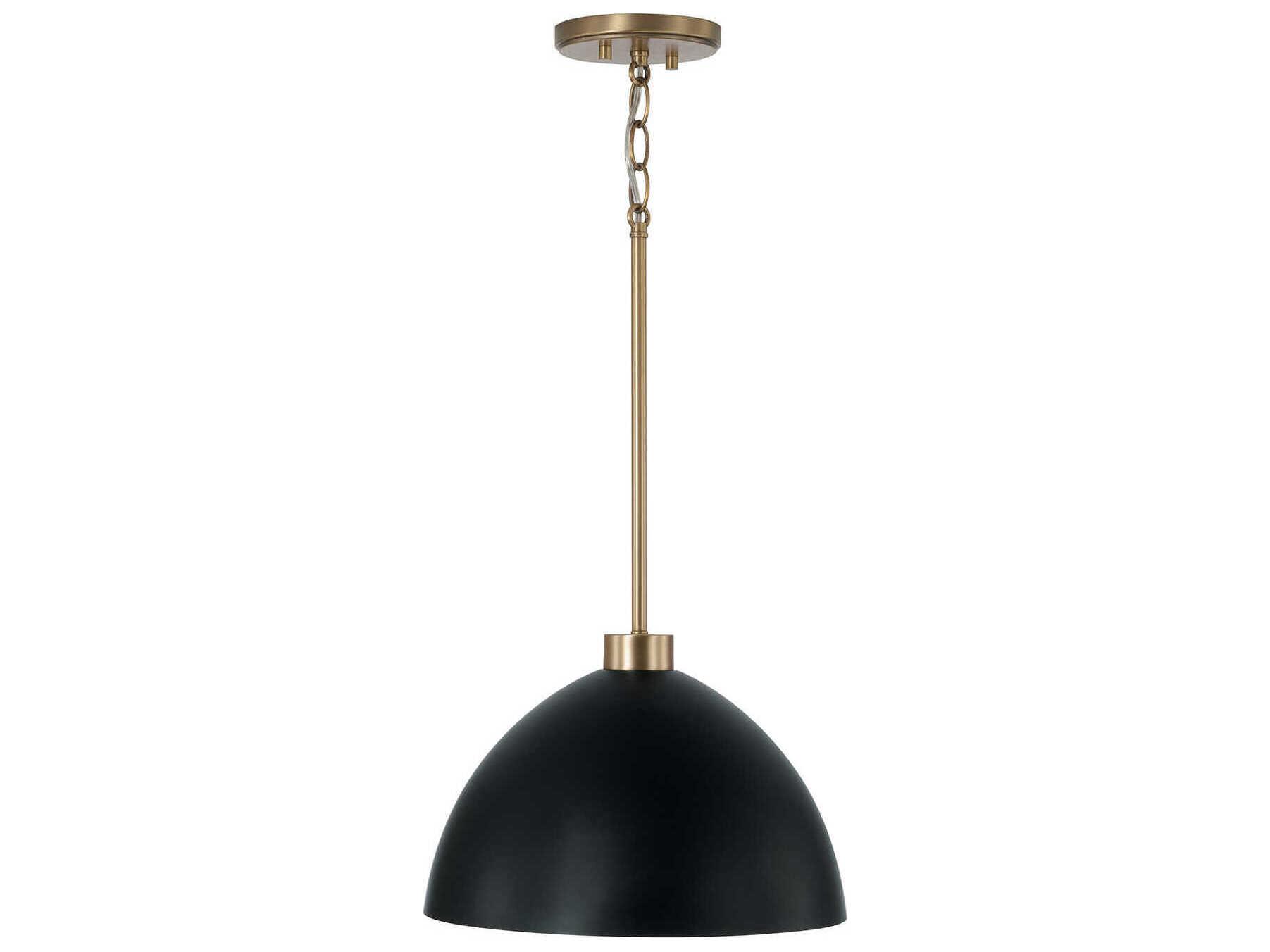 Capital Lighting Ross 1-Light Aged Brass And Black Dome Pendant