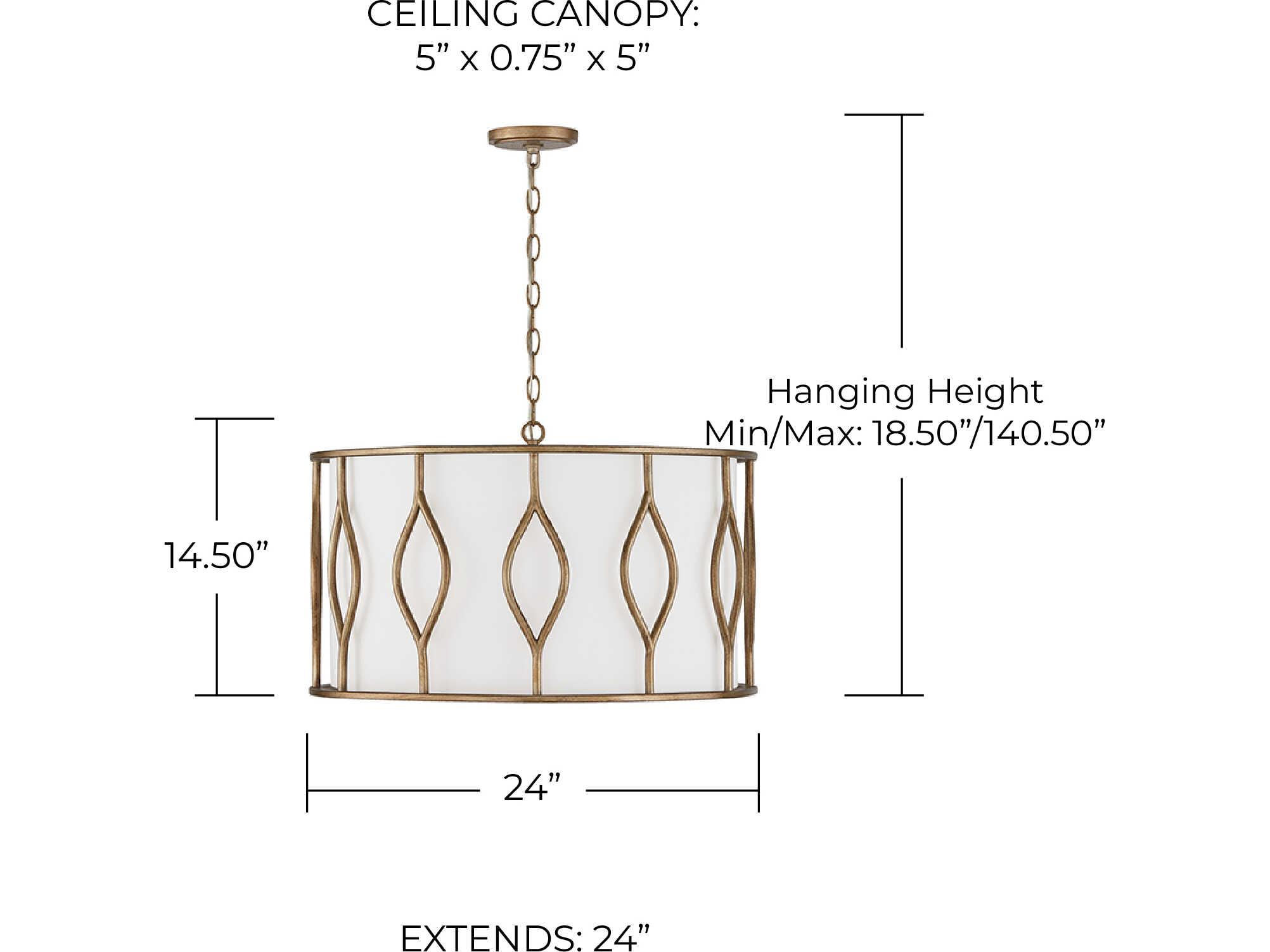 Capital Lighting Cohen 4-Light Mystic Luster Brass Drum Pendant