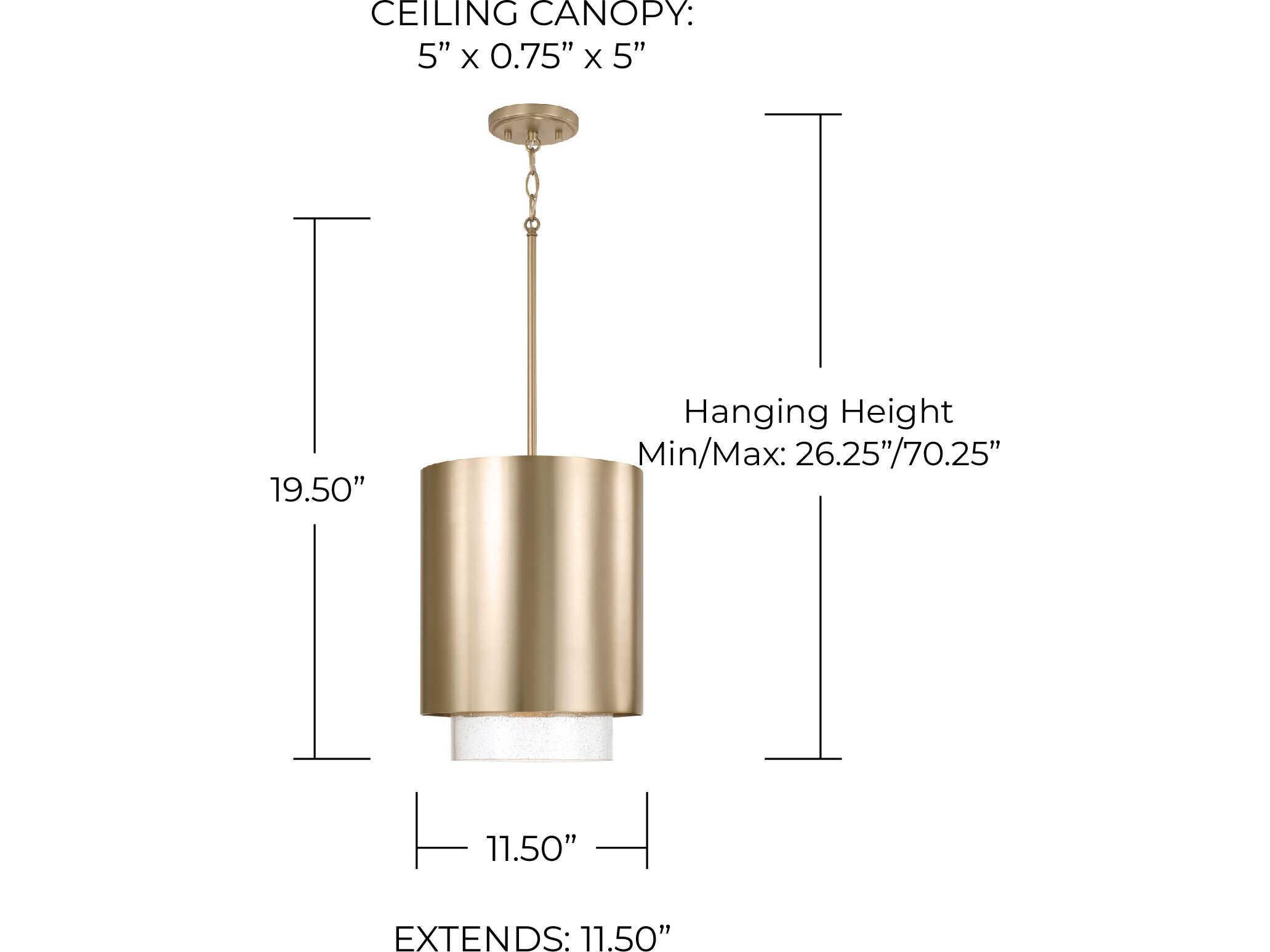 Capital Lighting Weller 1-Light Matte Brass Cylinder Mini Pendant