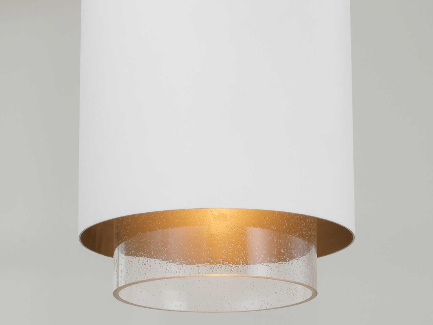 Capital Lighting Weller 1-Light Matte Brass White Cylinder Mini Pendant