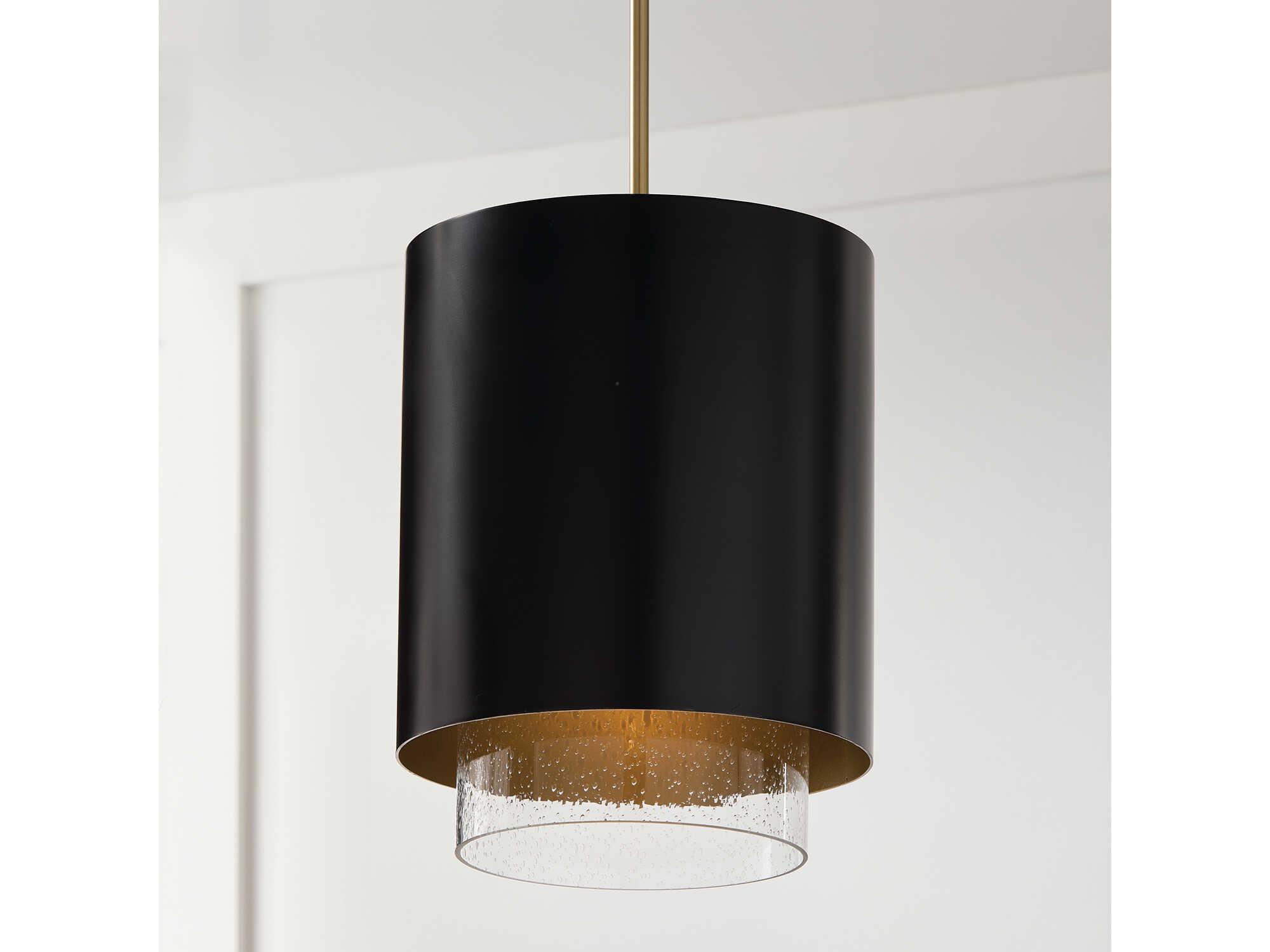 Capital Lighting Weller 1-Light Matte Brass Black Cylinder Mini Pendant