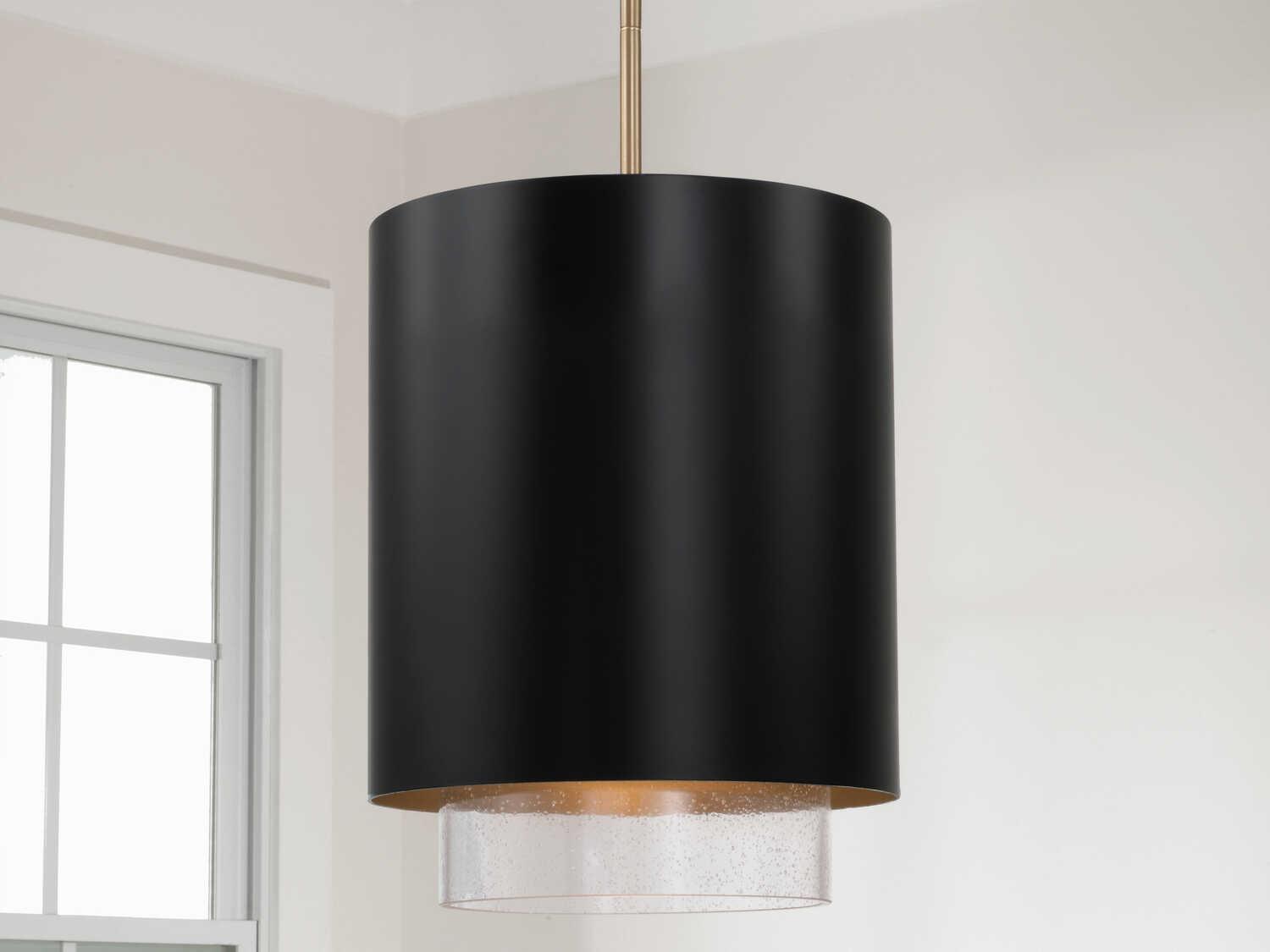 Capital Lighting Weller 1-Light Matte Brass Black Cylinder Mini Pendant