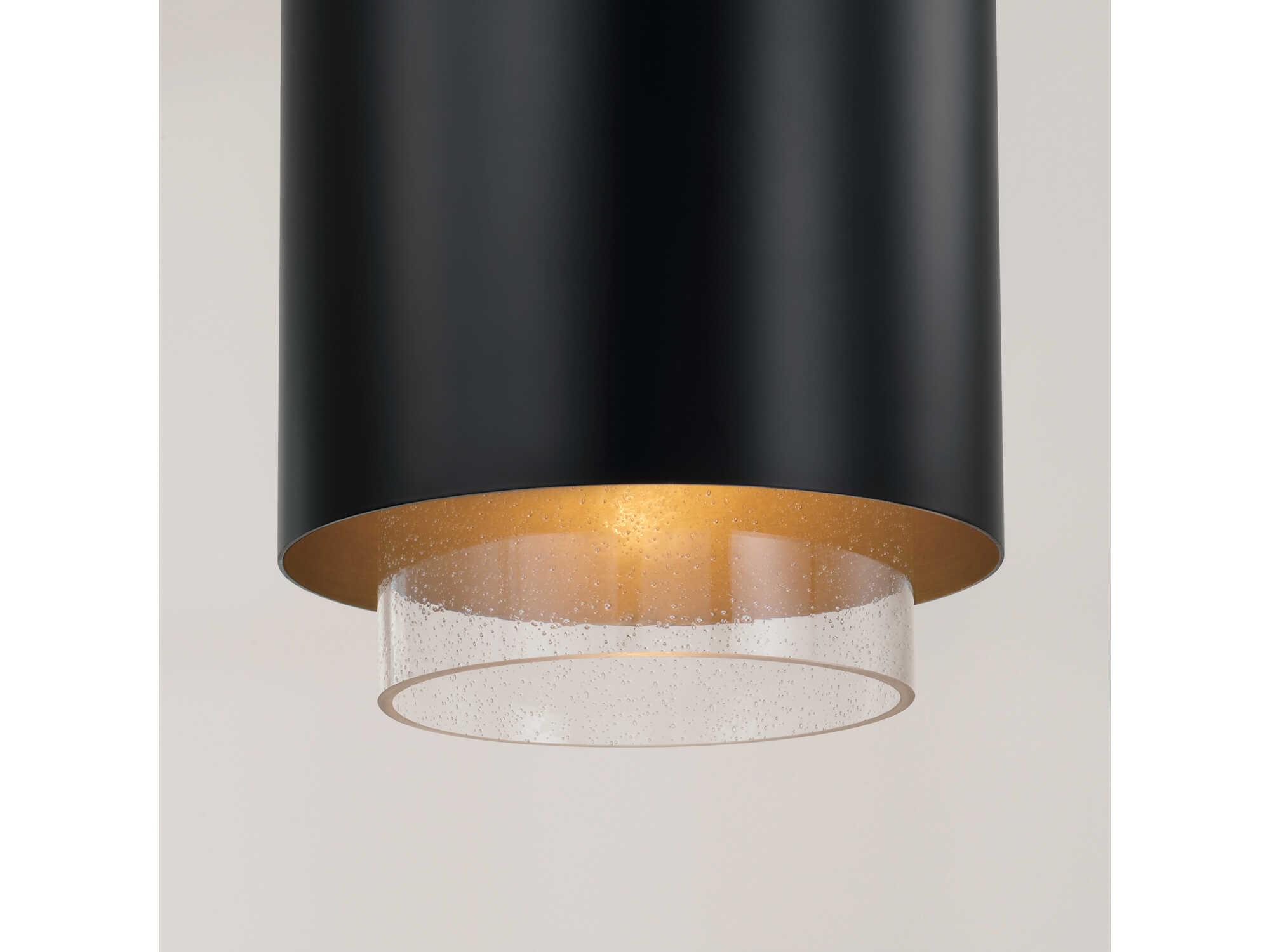 Capital Lighting Weller 1-Light Matte Brass Black Cylinder Mini Pendant