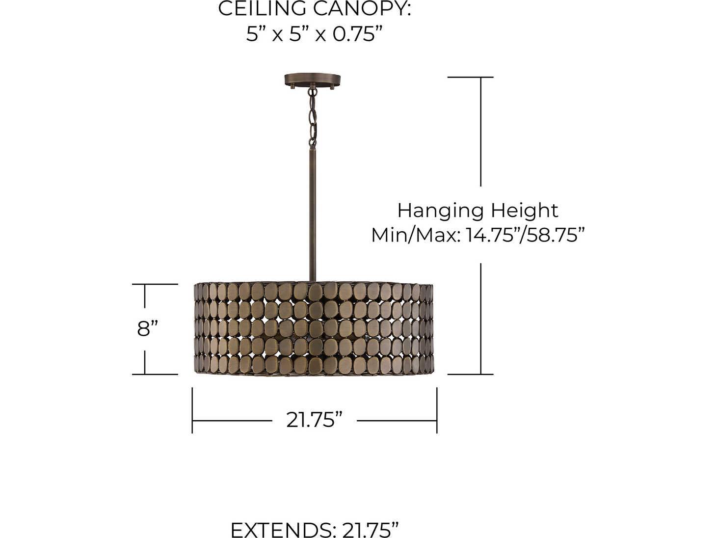 Capital Lighting Eliana 4-Light Dark Brass Drum Pendant