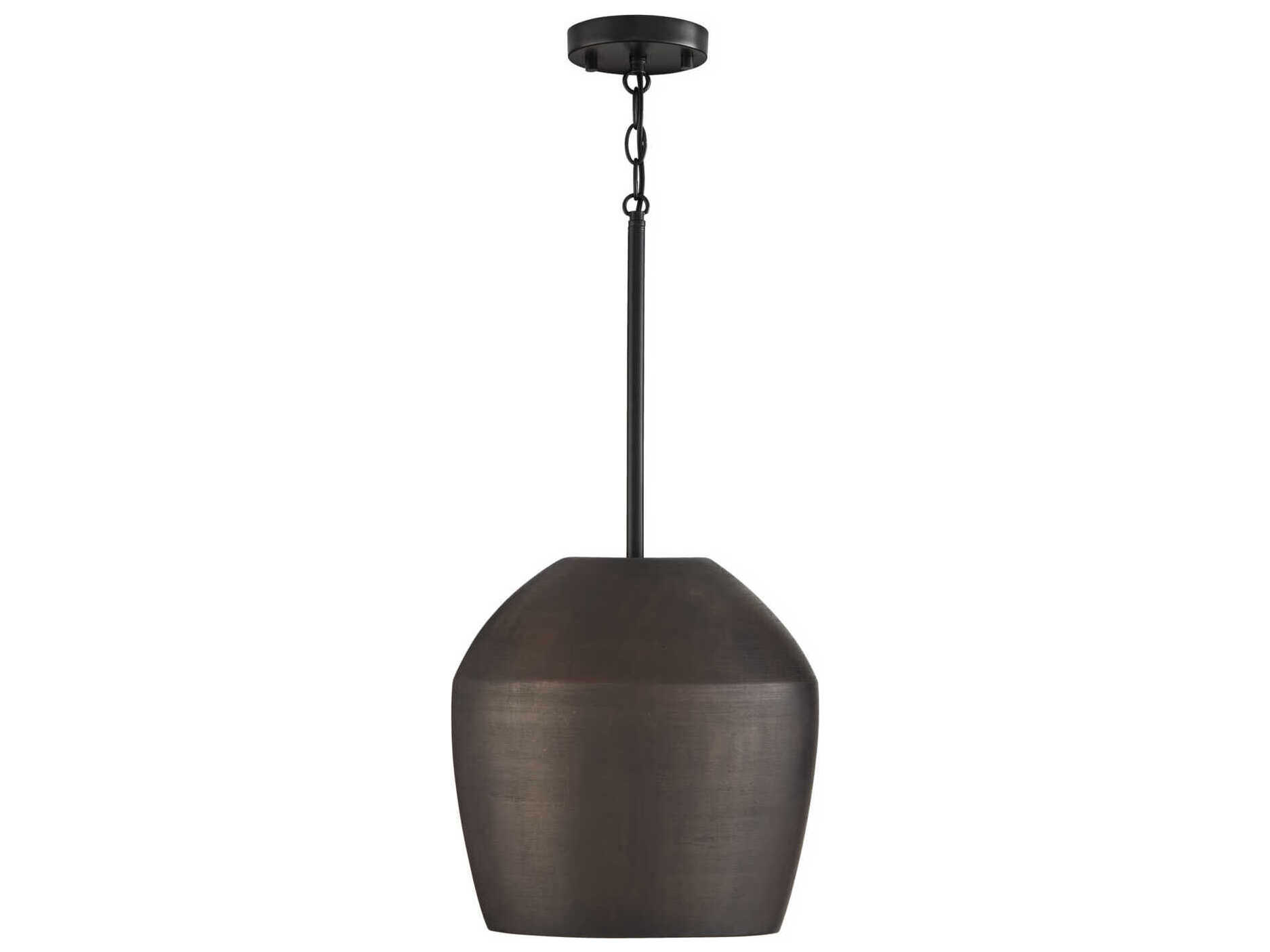 Capital Lighting Della 1-Light Terracotta Umber Black Dome Pendant
