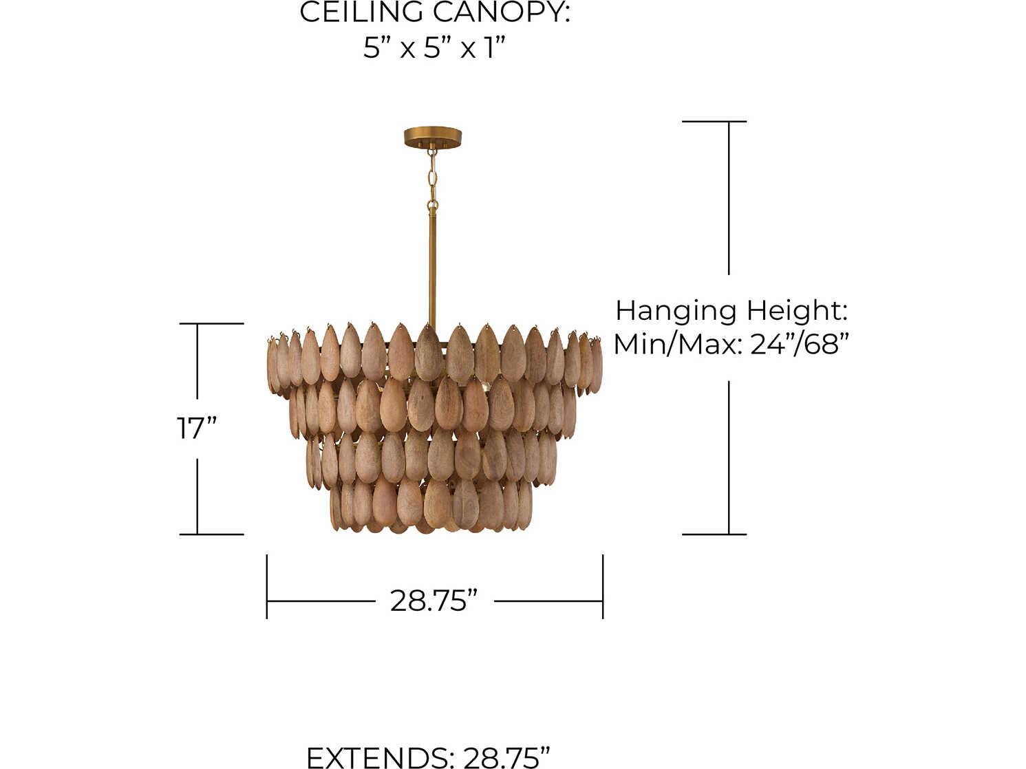 Capital Lighting Ravi 4-Light Light Wood Patinaed Brass Tiered Pendant