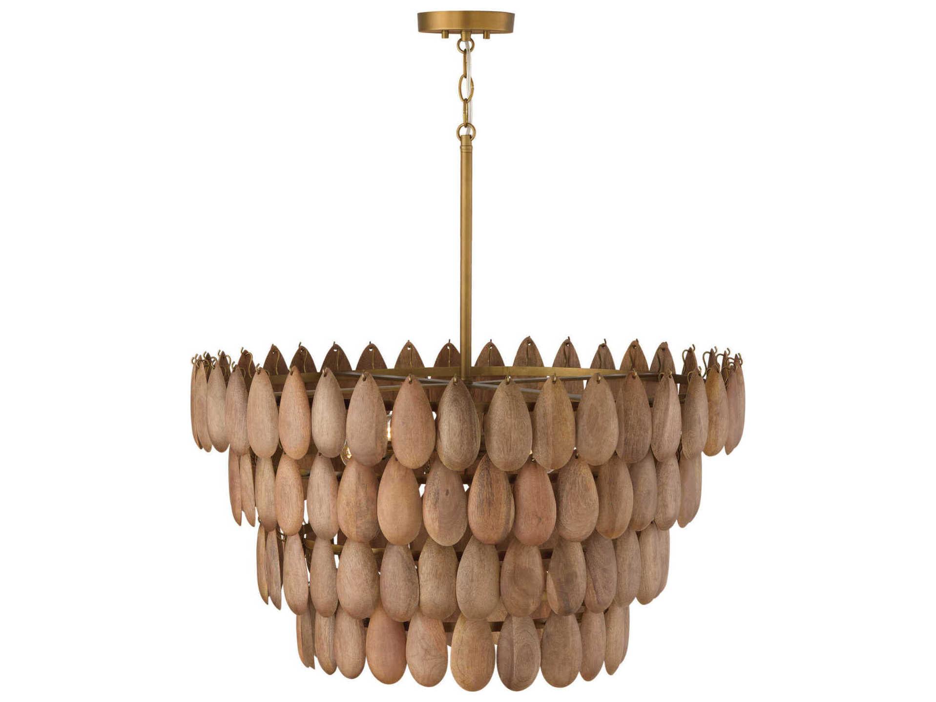 Capital Lighting Ravi 4-Light Light Wood Patinaed Brass Tiered Pendant