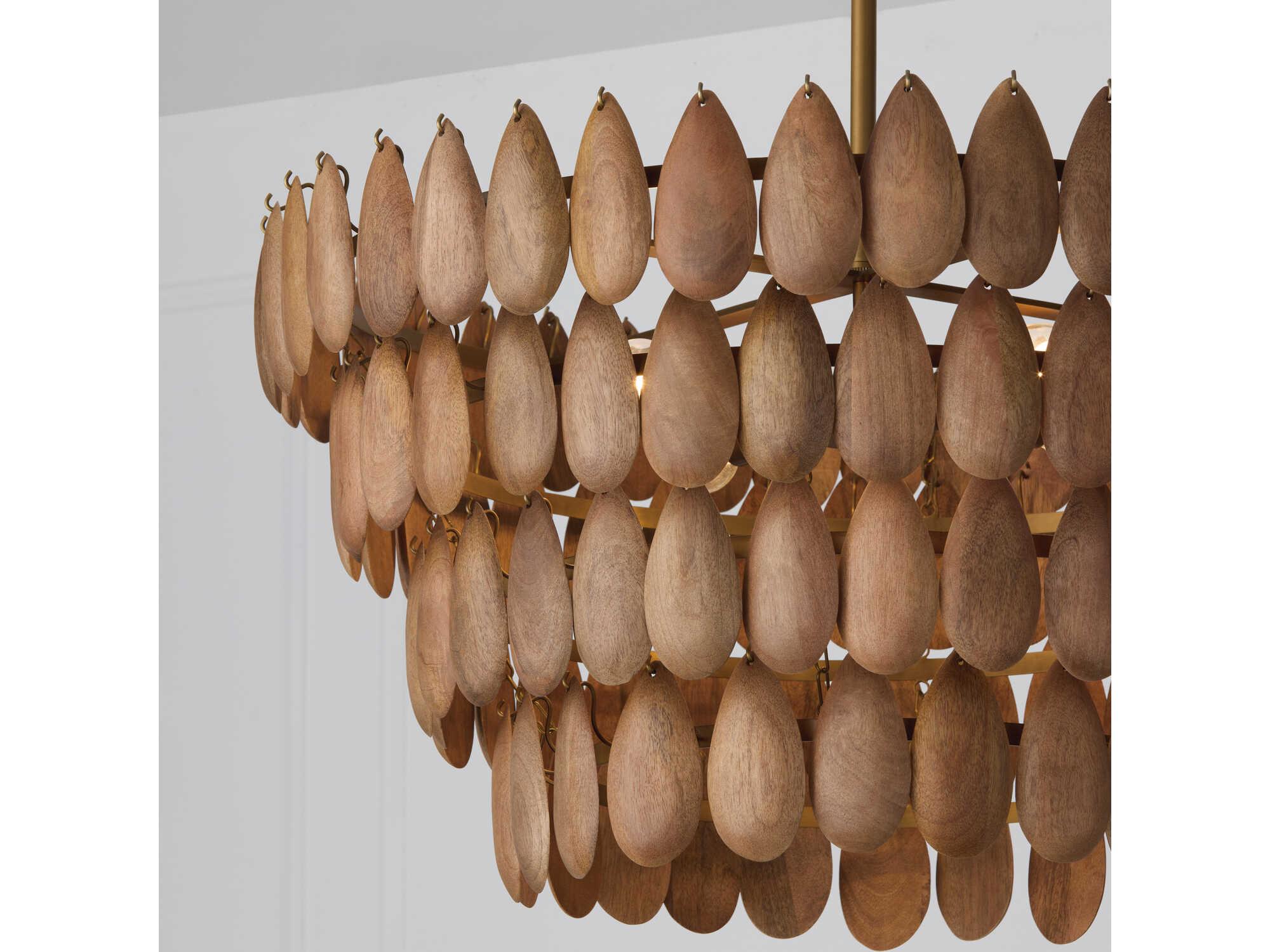 Capital Lighting Ravi 4-Light Light Wood Patinaed Brass Tiered Pendant