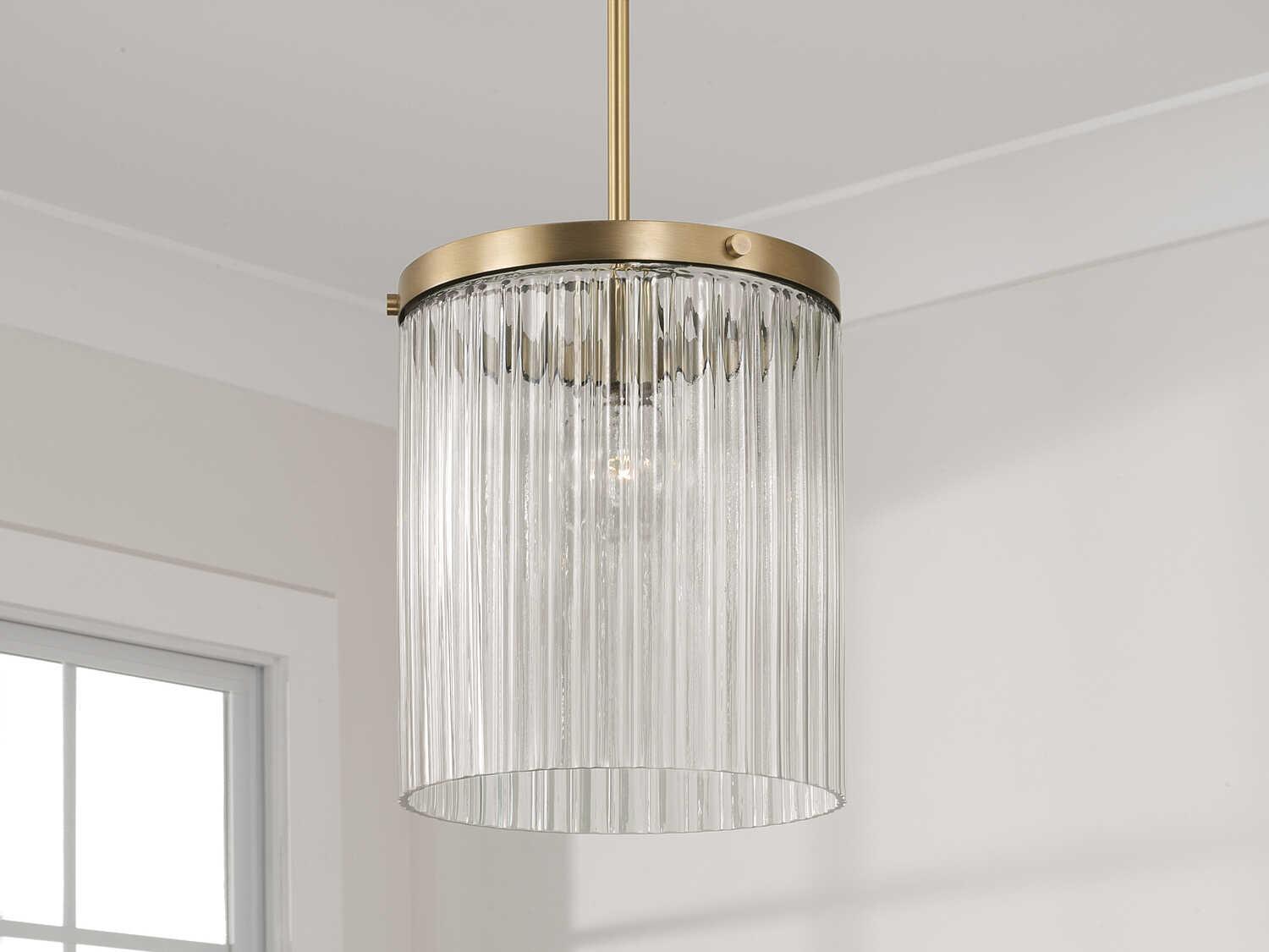 Capital Lighting Vaughn 1-Light Aged Brass Cylinder Mini Pendant