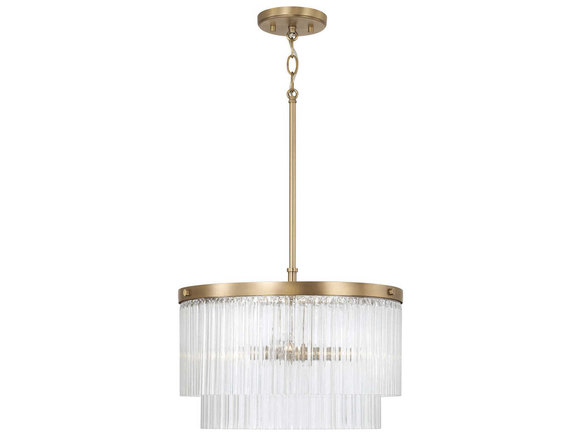 Capital Lighting Vaughn 3-Light Aged Brass Drum Tiered Pendant