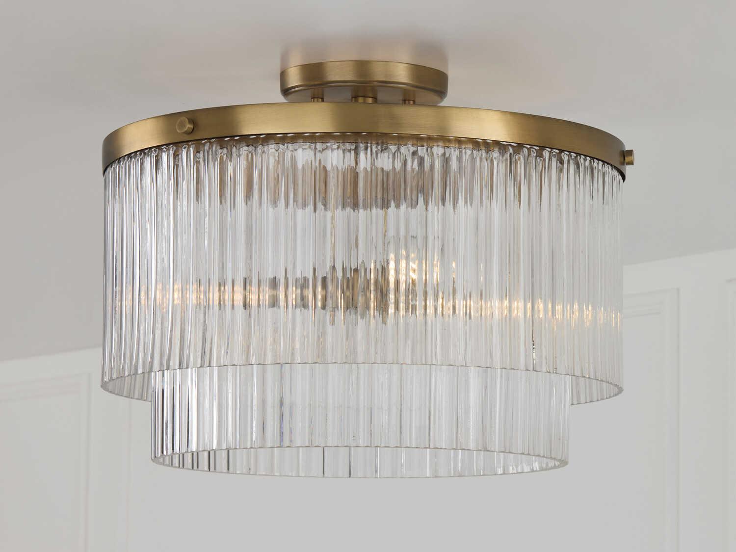 Capital Lighting Vaughn 3-Light Aged Brass Drum Tiered Pendant