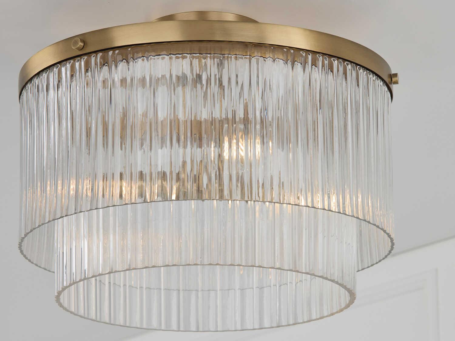 Capital Lighting Vaughn 3-Light Aged Brass Drum Tiered Pendant