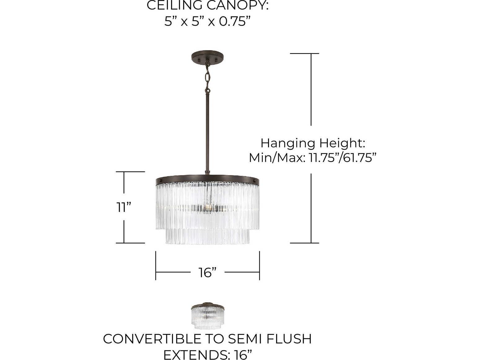 Capital Lighting Vaughn 3-Light Oil Rubbed Bronze Drum Tiered Pendant