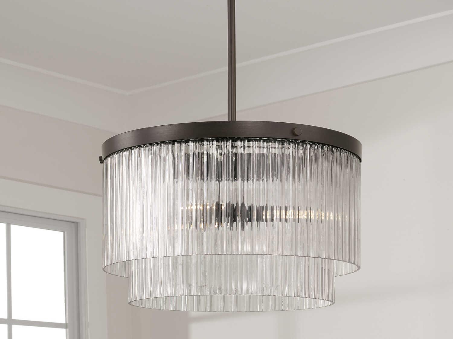 Capital Lighting Vaughn 3-Light Oil Rubbed Bronze Drum Tiered Pendant