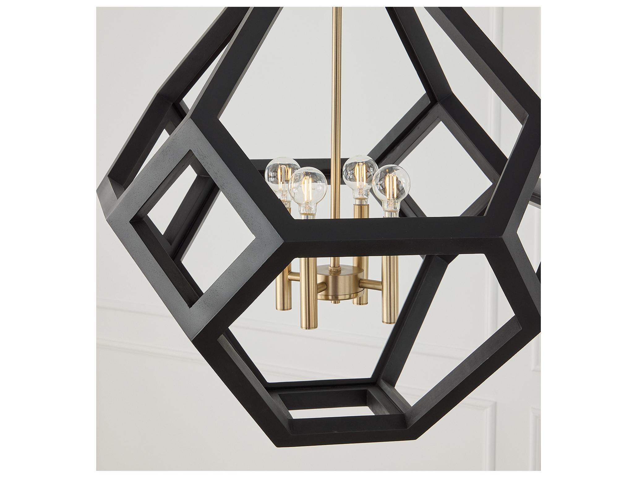 Capital Lighting Geo 4-light Flat Black And Matte Brass Geometric Pendant