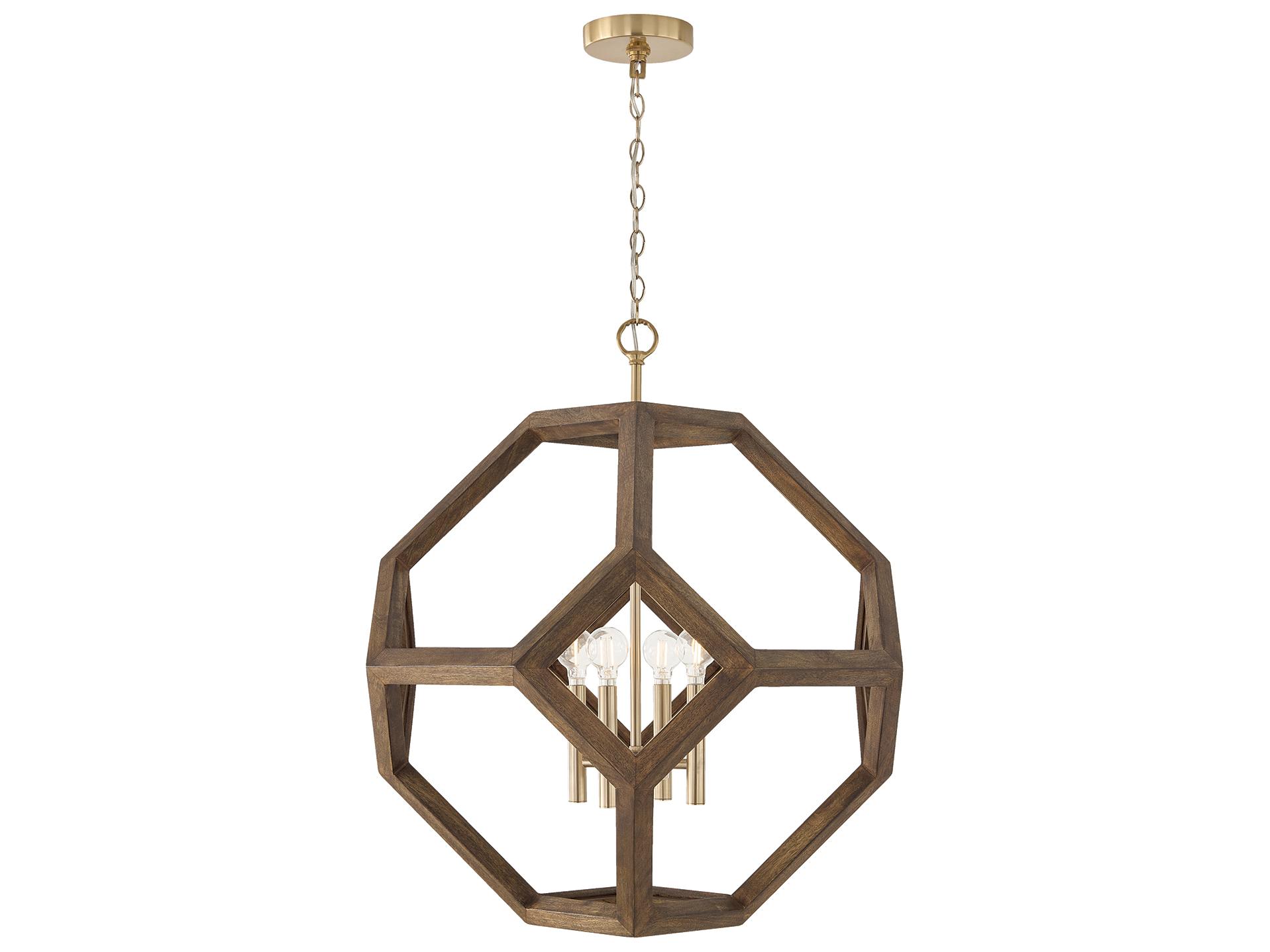 Capital Lighting Geo 4-light Nordic Wood And Matte Brass Geometric Pendant