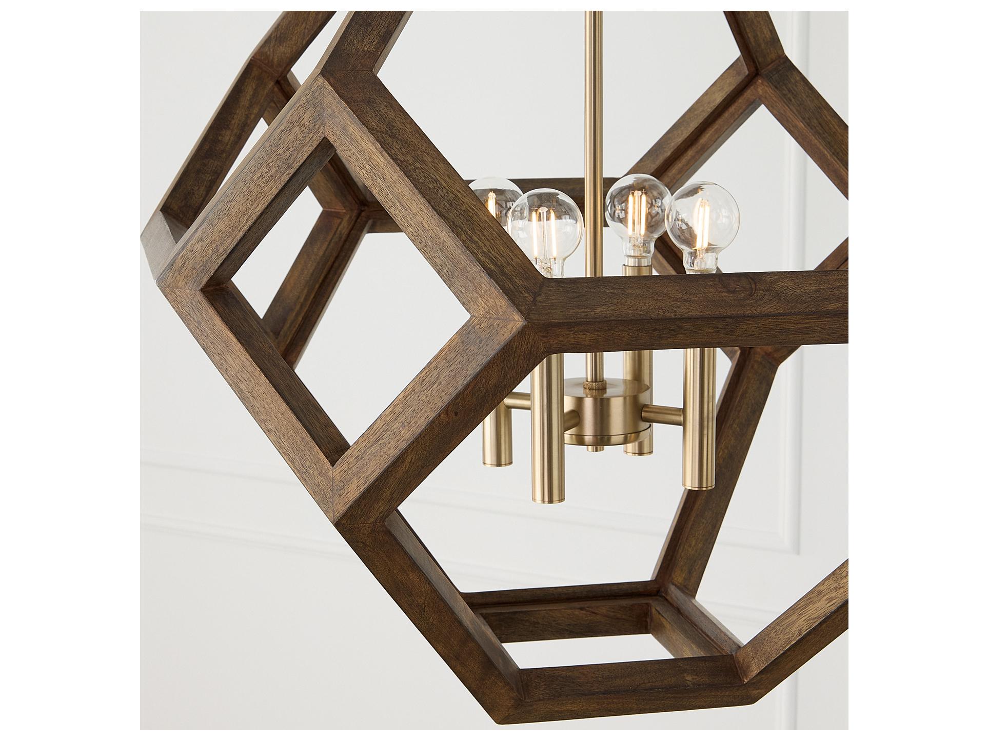 Capital Lighting Geo 4-light Nordic Wood And Matte Brass Geometric Pendant