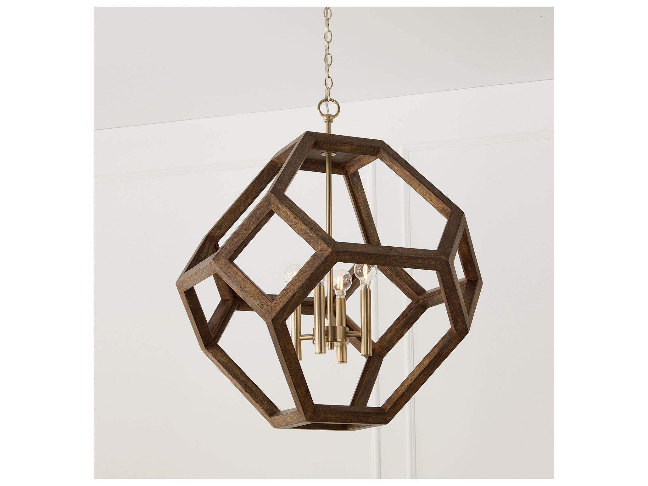 Capital Lighting Geo 4-light Nordic Wood And Matte Brass Geometric Pendant