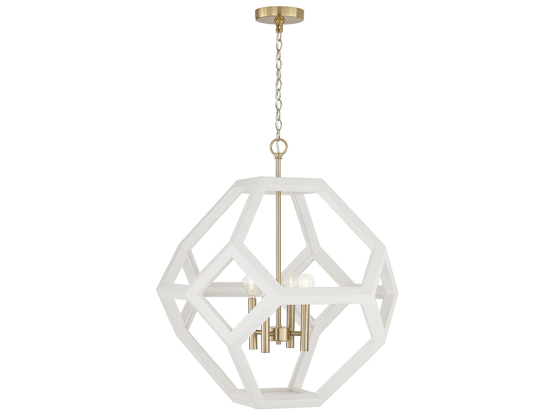 Capital Lighting Geo 4-light Flat White And Matte Brass Geometric Pendant