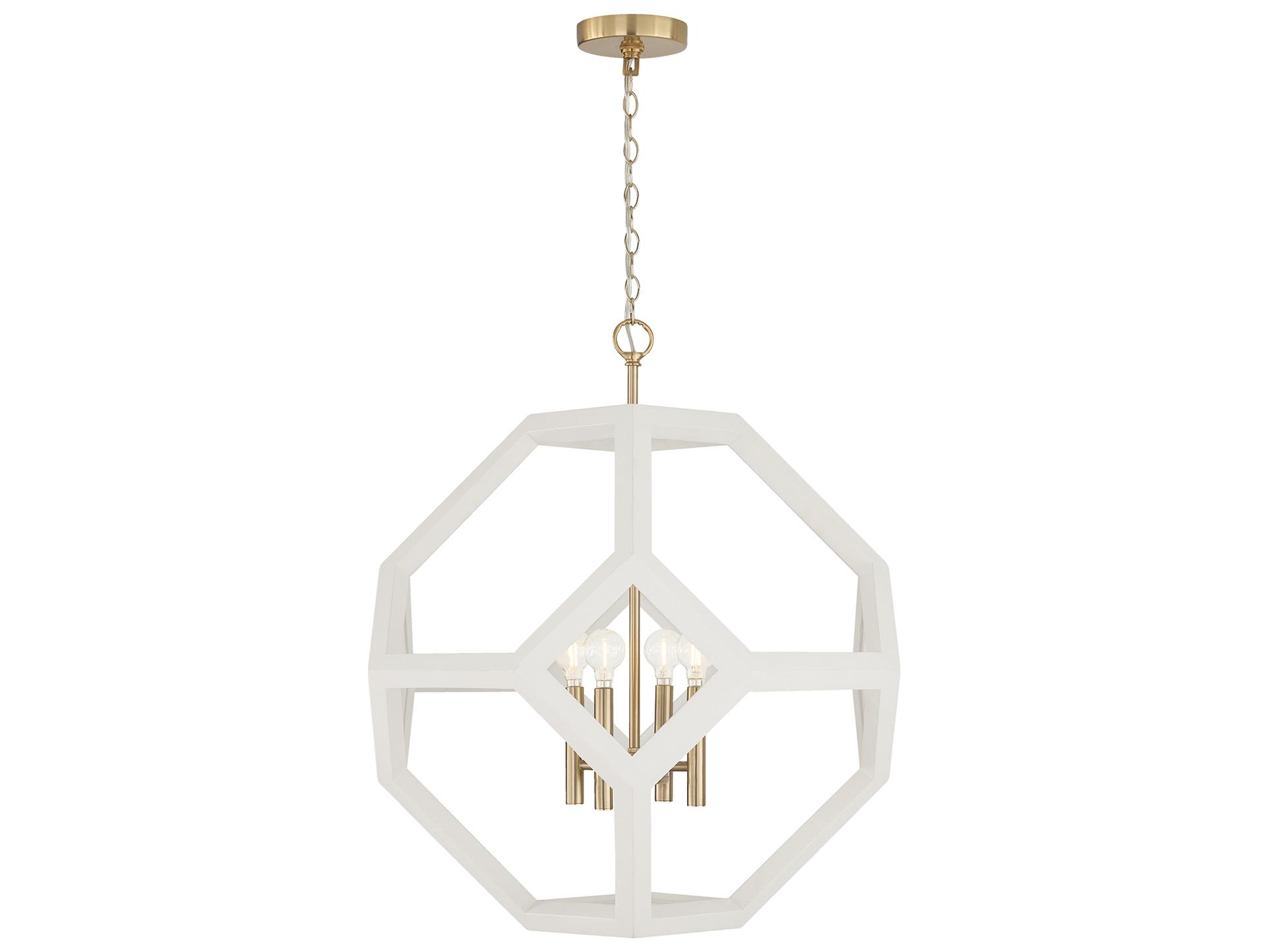 Capital Lighting Geo 4-light Flat White And Matte Brass Geometric Pendant