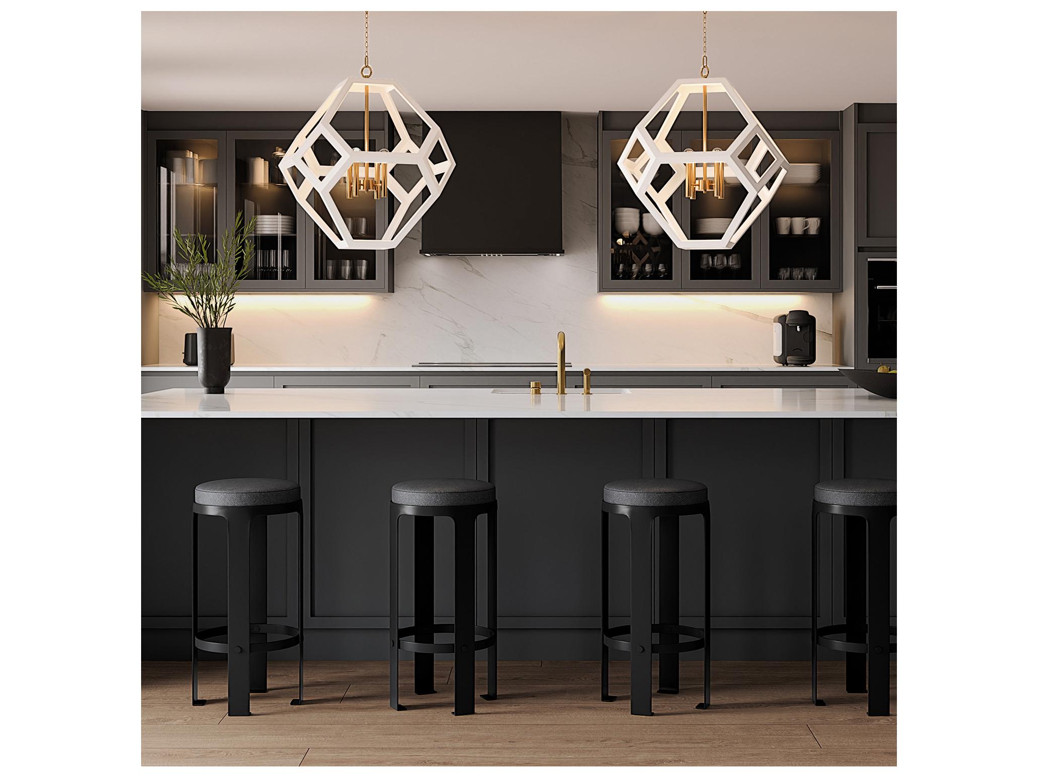 Capital Lighting Geo 4-light Flat White And Matte Brass Geometric Pendant