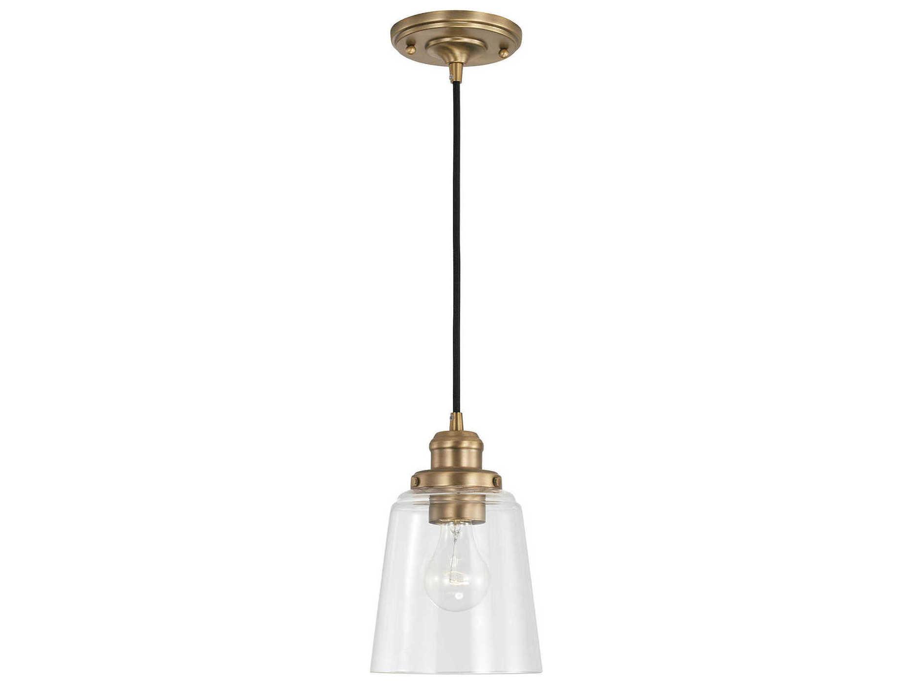 Capital Lighting Fallon 1-Light Aged Brass Glass Bell Mini Pendant