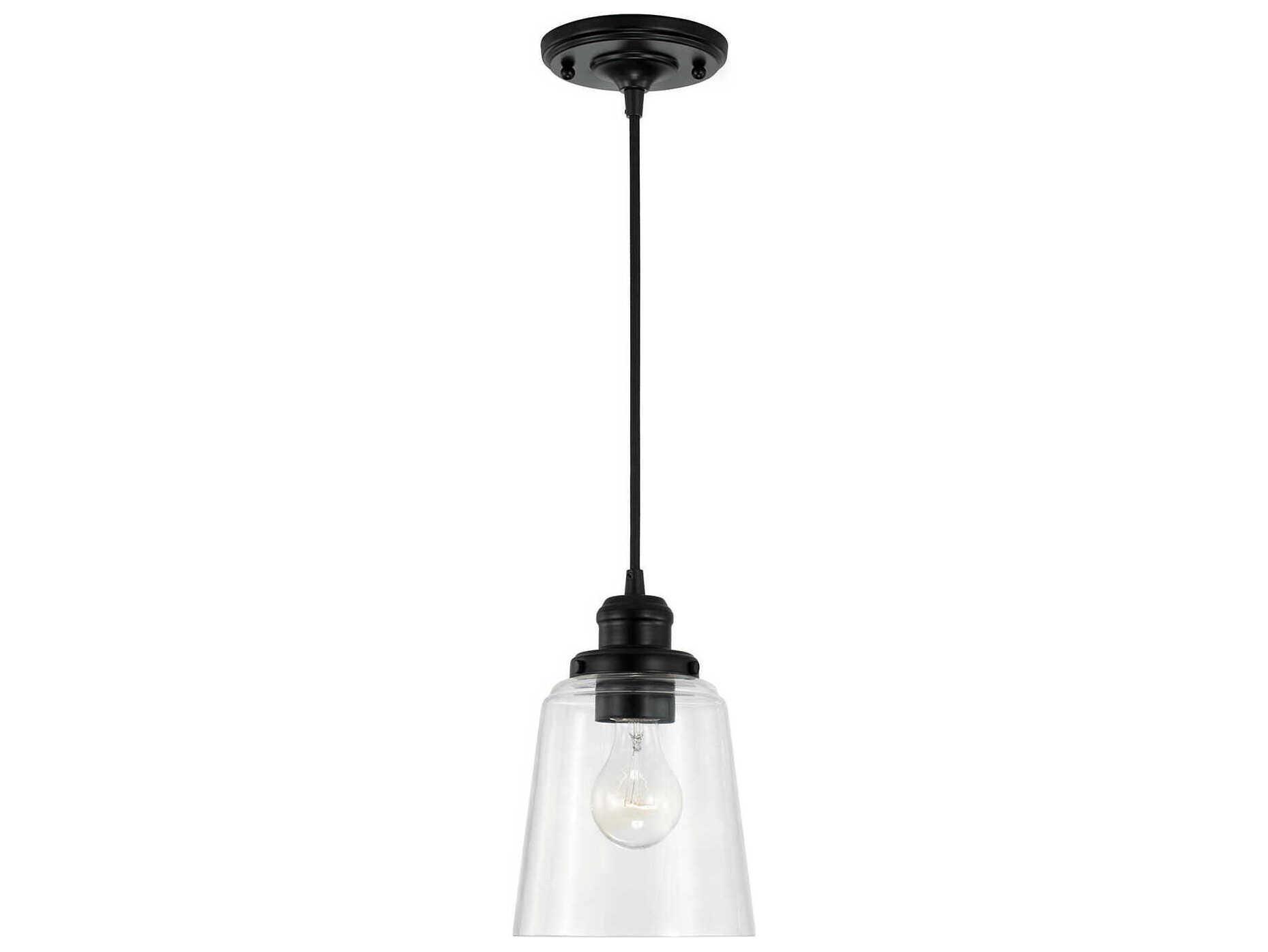 Capital Lighting Fallon 1-Light Matte Black Glass Bell Mini Pendant