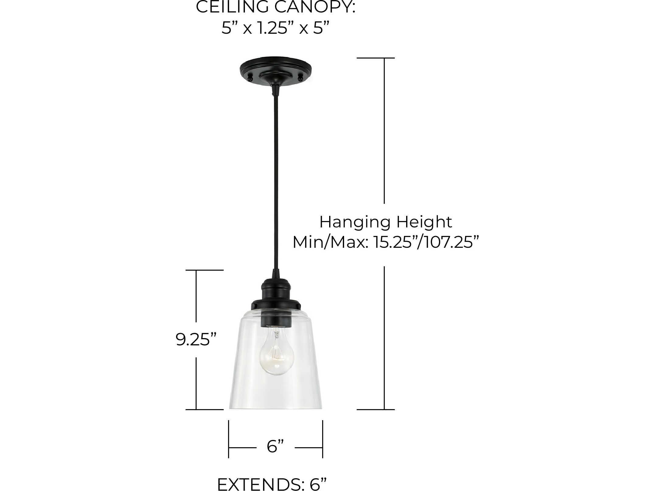 Capital Lighting Fallon 1-Light Matte Black Glass Bell Mini Pendant