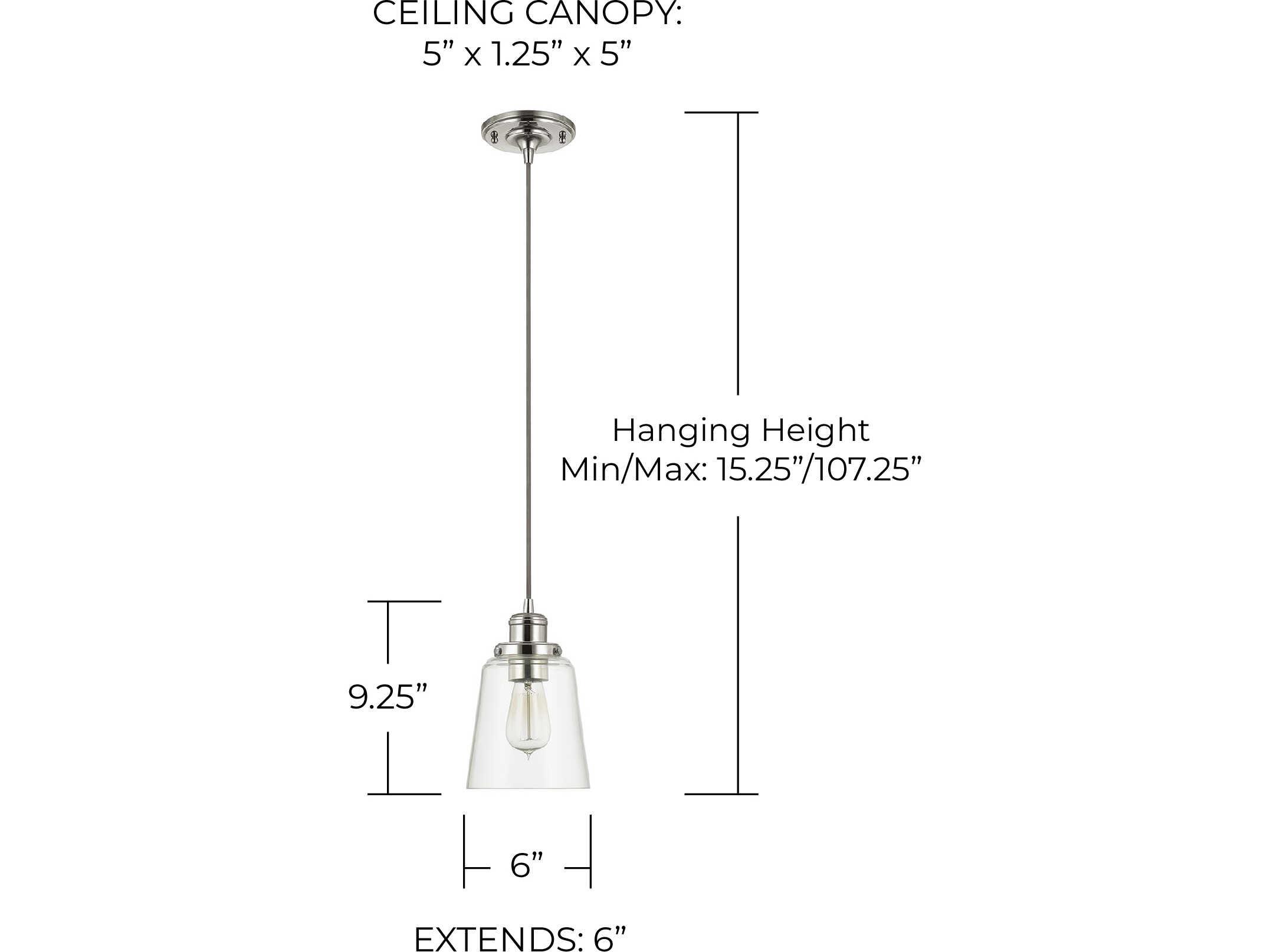 Capital Lighting 1-Light Polished Nickel Glass Bell Mini Pendant