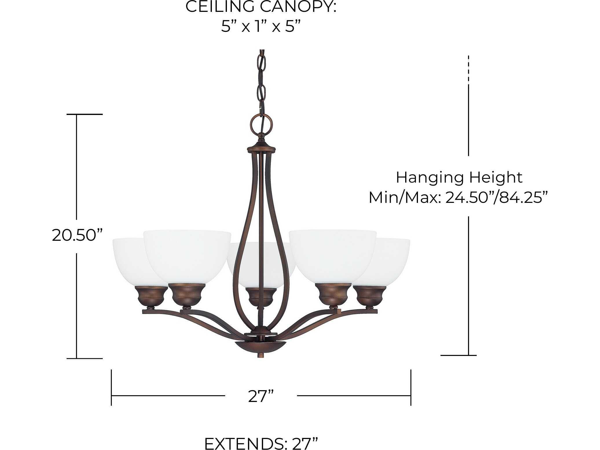 Capital Lighting Stanton 5-Light Burnished Bronze Glass Bell Chandelier
