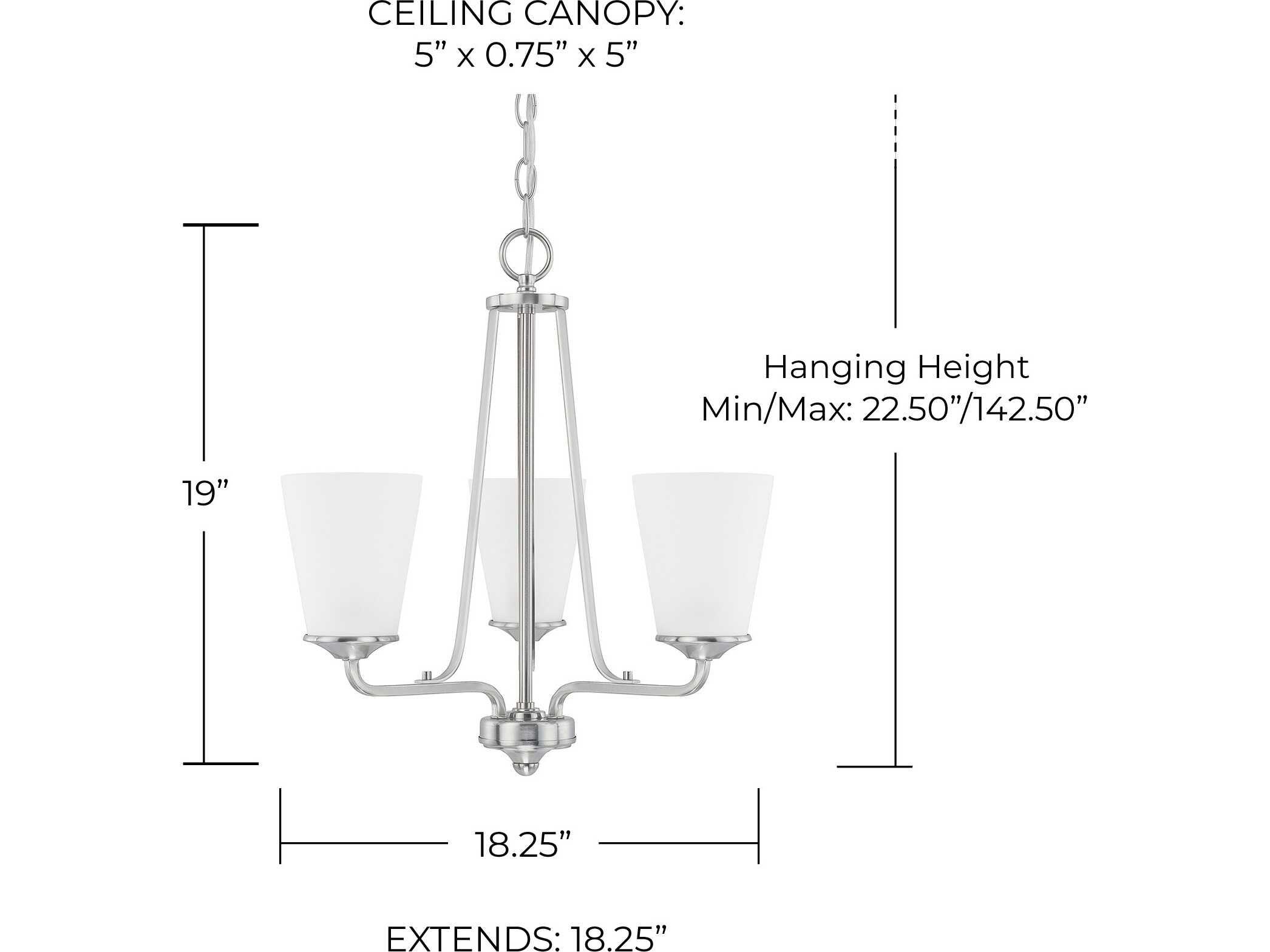 Capital Lighting Braylon 3-Light Brushed Nickel Glass Bell Chandelier