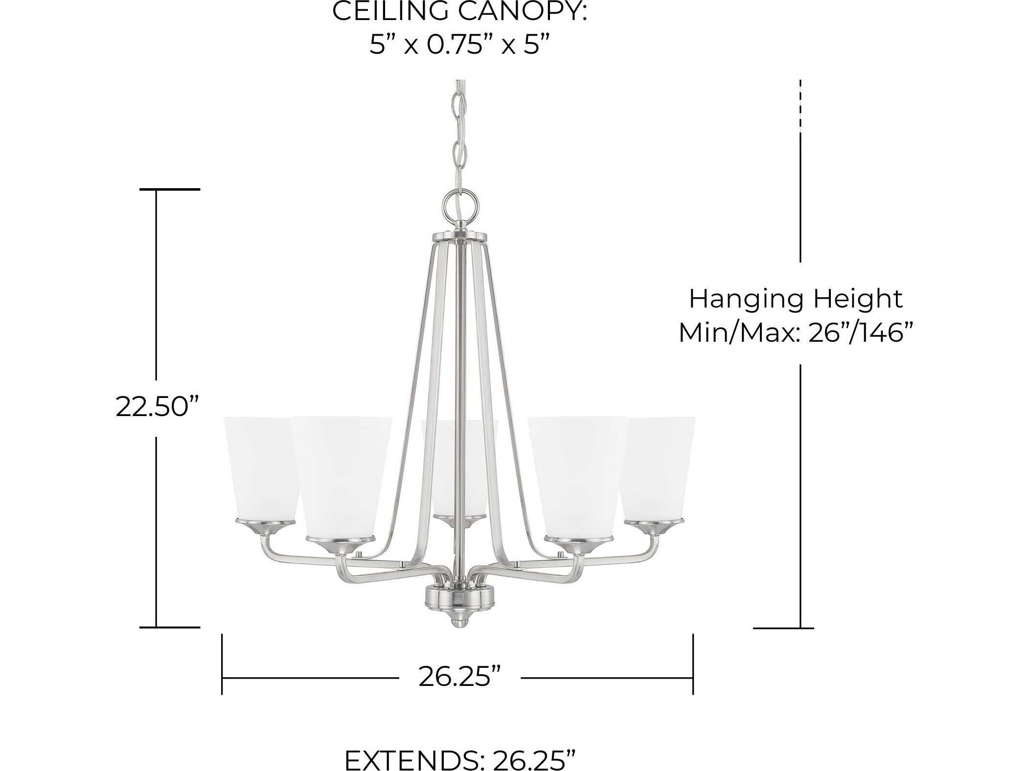 Capital Lighting Braylon 5-Light Brushed Nickel Glass Bell Chandelier