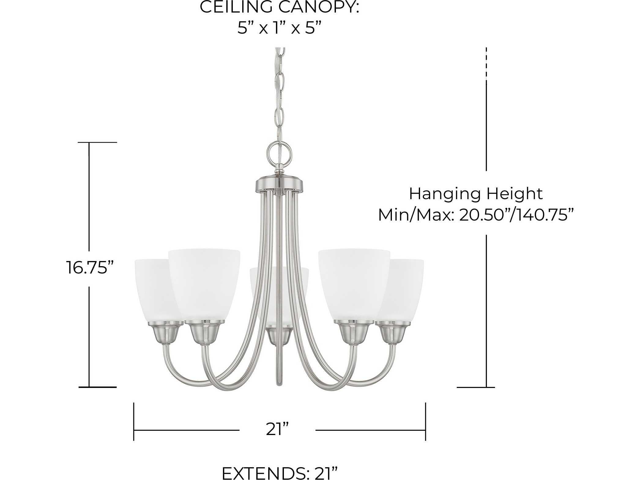 Capital Lighting Trenton 5-Light Brushed Nickel Glass Bell Chandelier