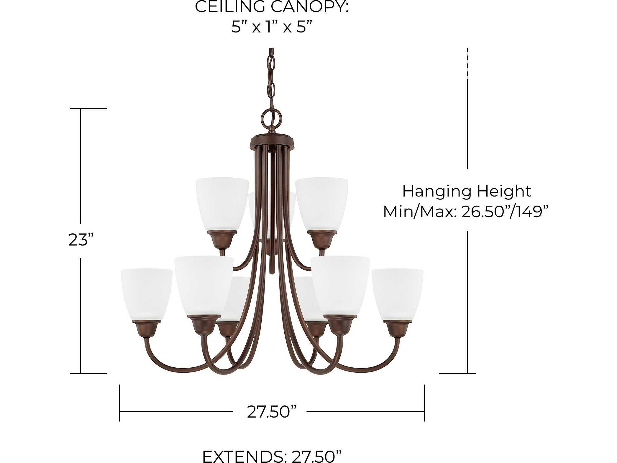 Capital Lighting Trenton 9-Light Bronze Glass Bell Chandelier