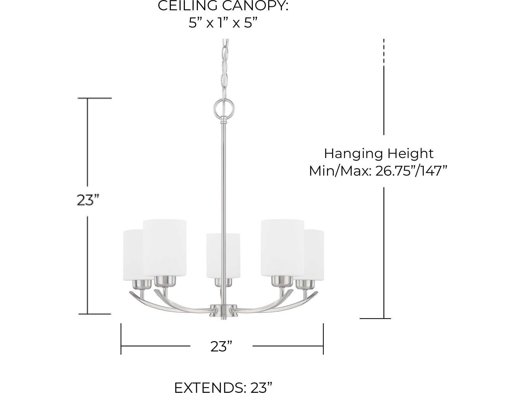 Capital Lighting Dixon 5-Light Brushed Nickel Glass Cylinder Chandelier